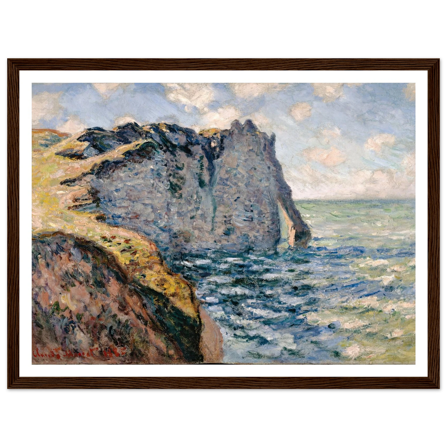 The Cliff of Aval, Etrétat (1885) Art Print | Claude Monet - Framed Poster - 30x40 cm / 12x16″ - Black frame