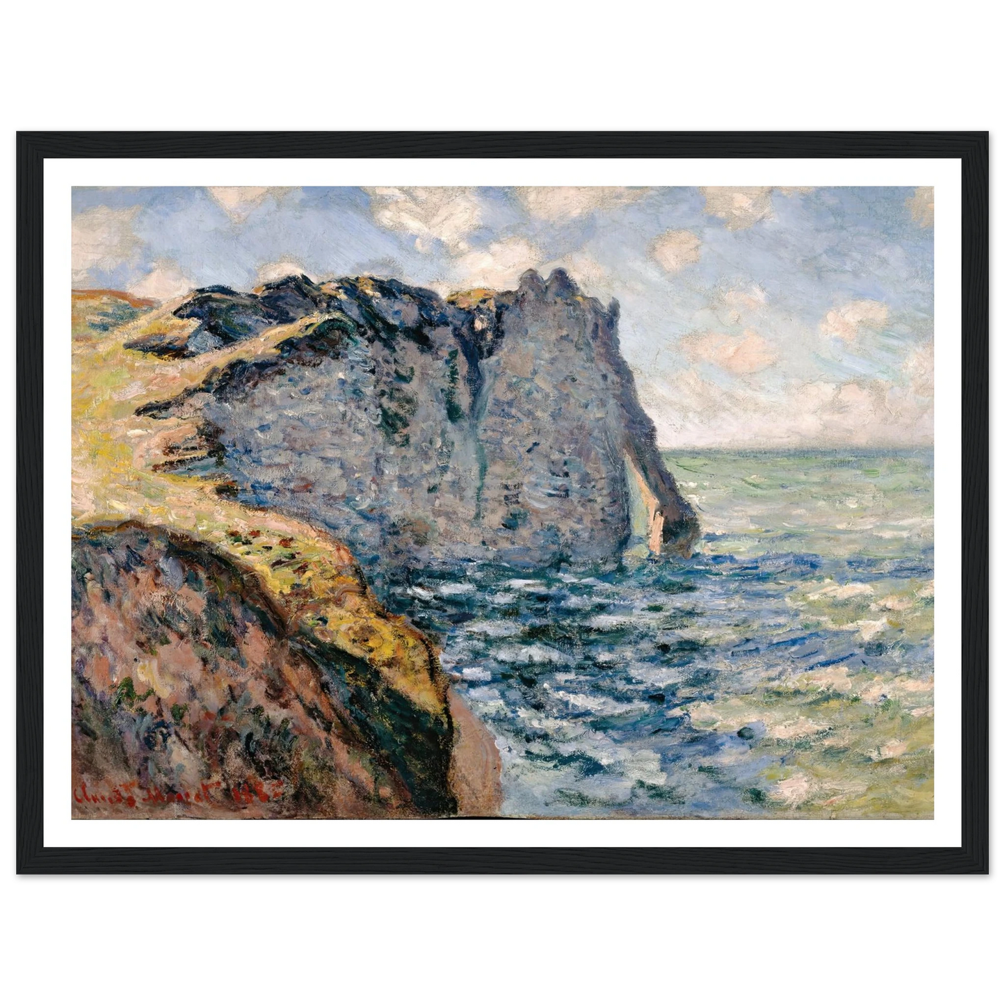 The Cliff of Aval, Etrétat (1885) Art Print | Claude Monet - Framed Poster - 30x40 cm / 12x16″ - Black frame
