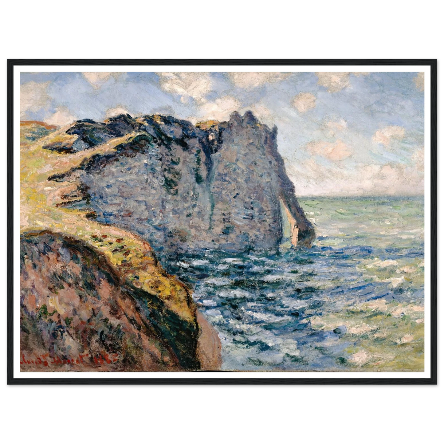 The Cliff of Aval, Etrétat (1885) Art Print | Claude Monet - Framed Poster - 30x40 cm / 12x16″ - Black frame
