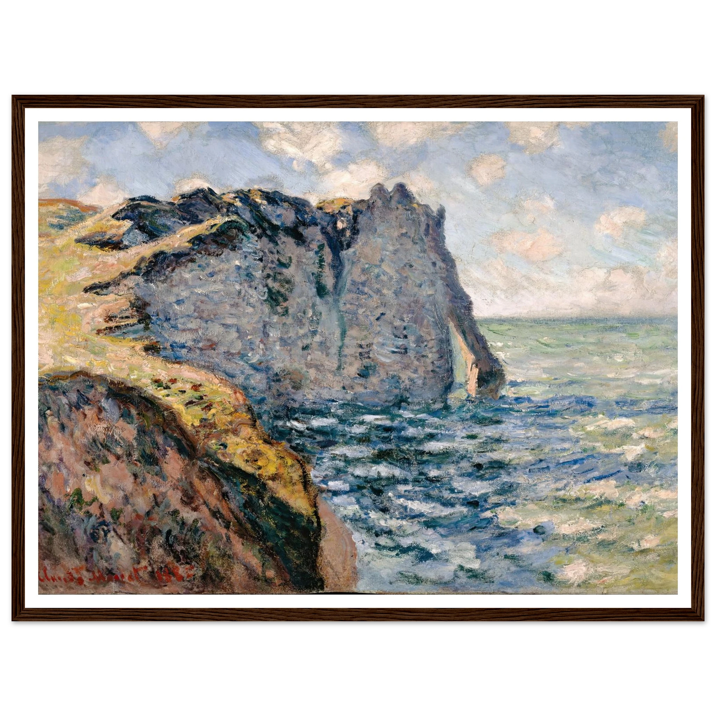 The Cliff of Aval, Etrétat (1885) Art Print | Claude Monet - Framed Poster - 30x40 cm / 12x16″ - Black frame