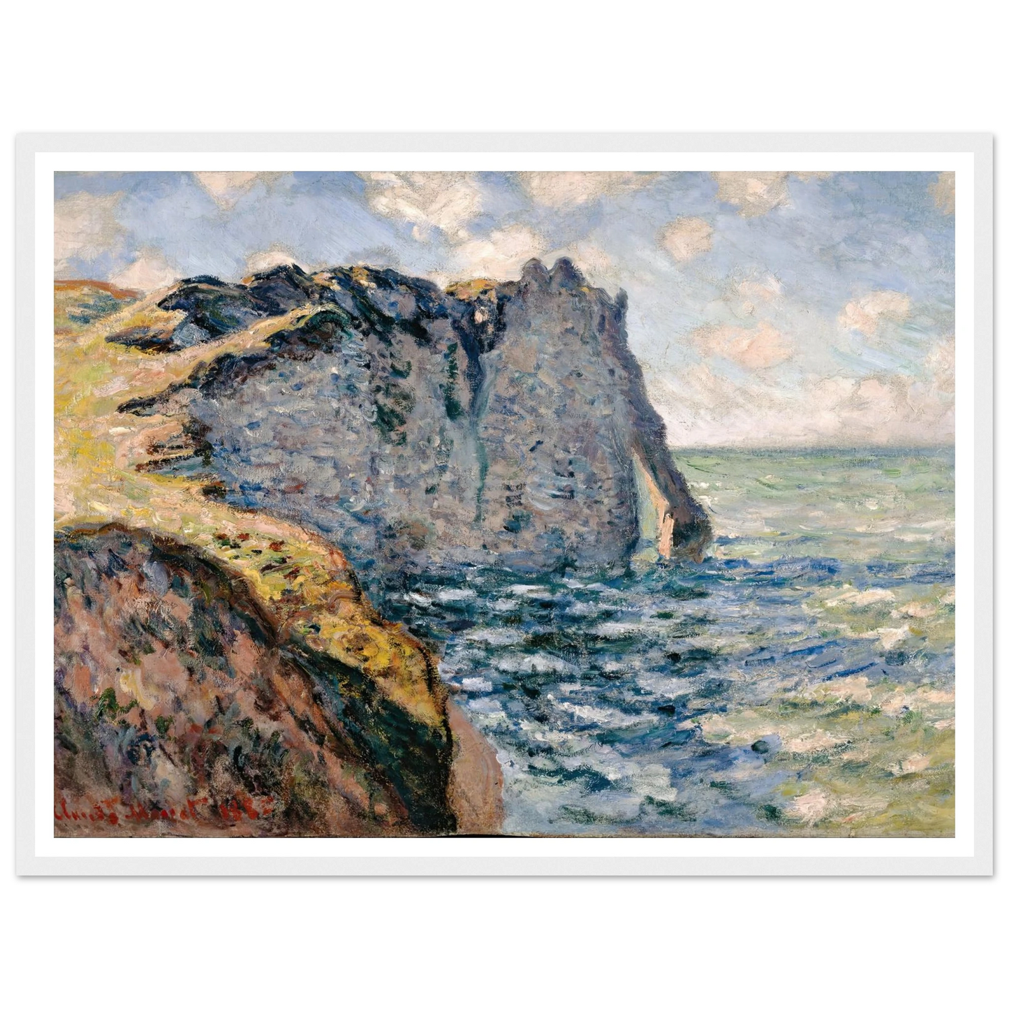 The Cliff of Aval, Etrétat (1885) Art Print | Claude Monet - Framed Poster - 30x40 cm / 12x16″ - Black frame
