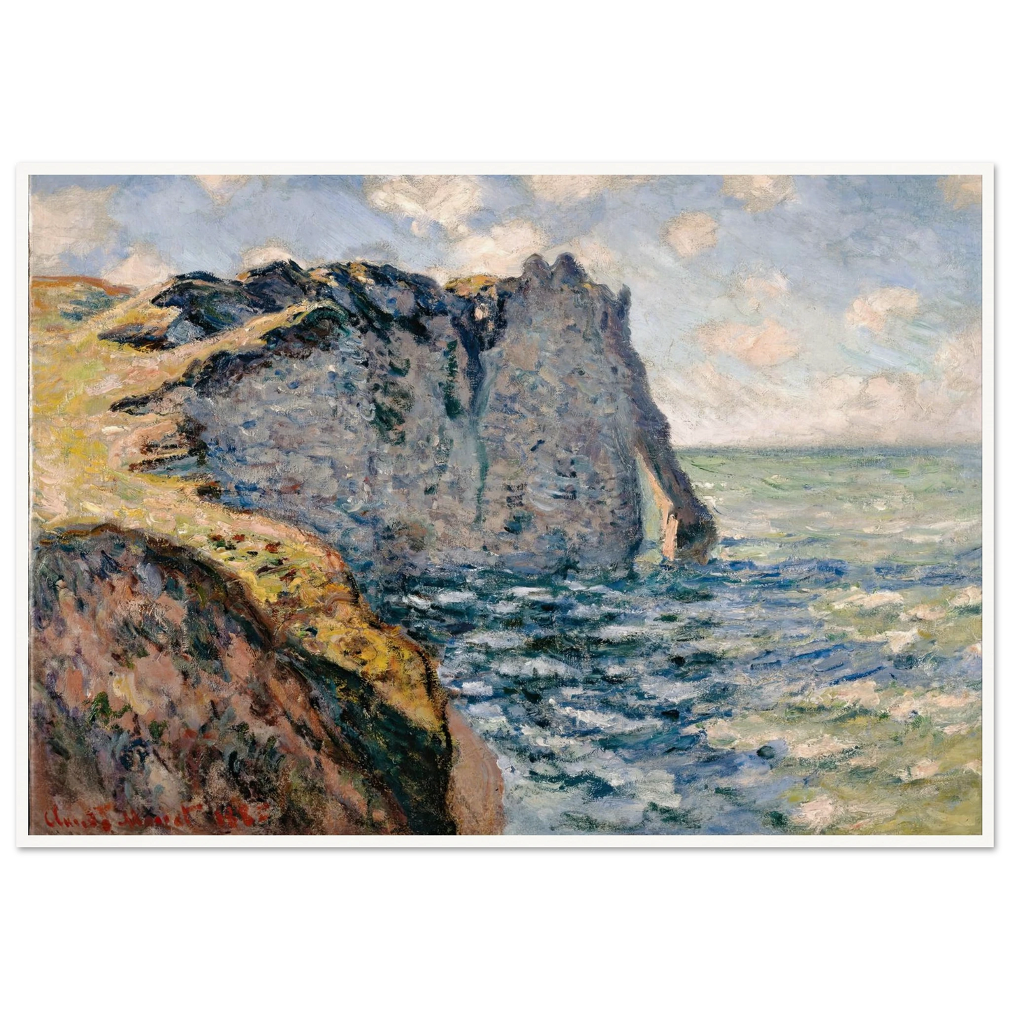 The Cliff of Aval, Etrétat (1885) Art Print | Claude Monet - Framed Poster - 30x40 cm / 12x16″ - Black frame
