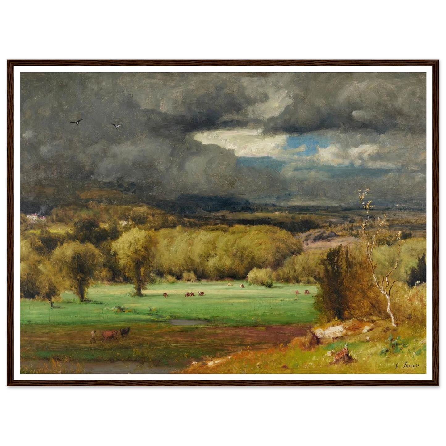The Coming Storm (1878) Art Print | George Inness - Framed Poster - 30x40 cm / 12x16″ - Black frame