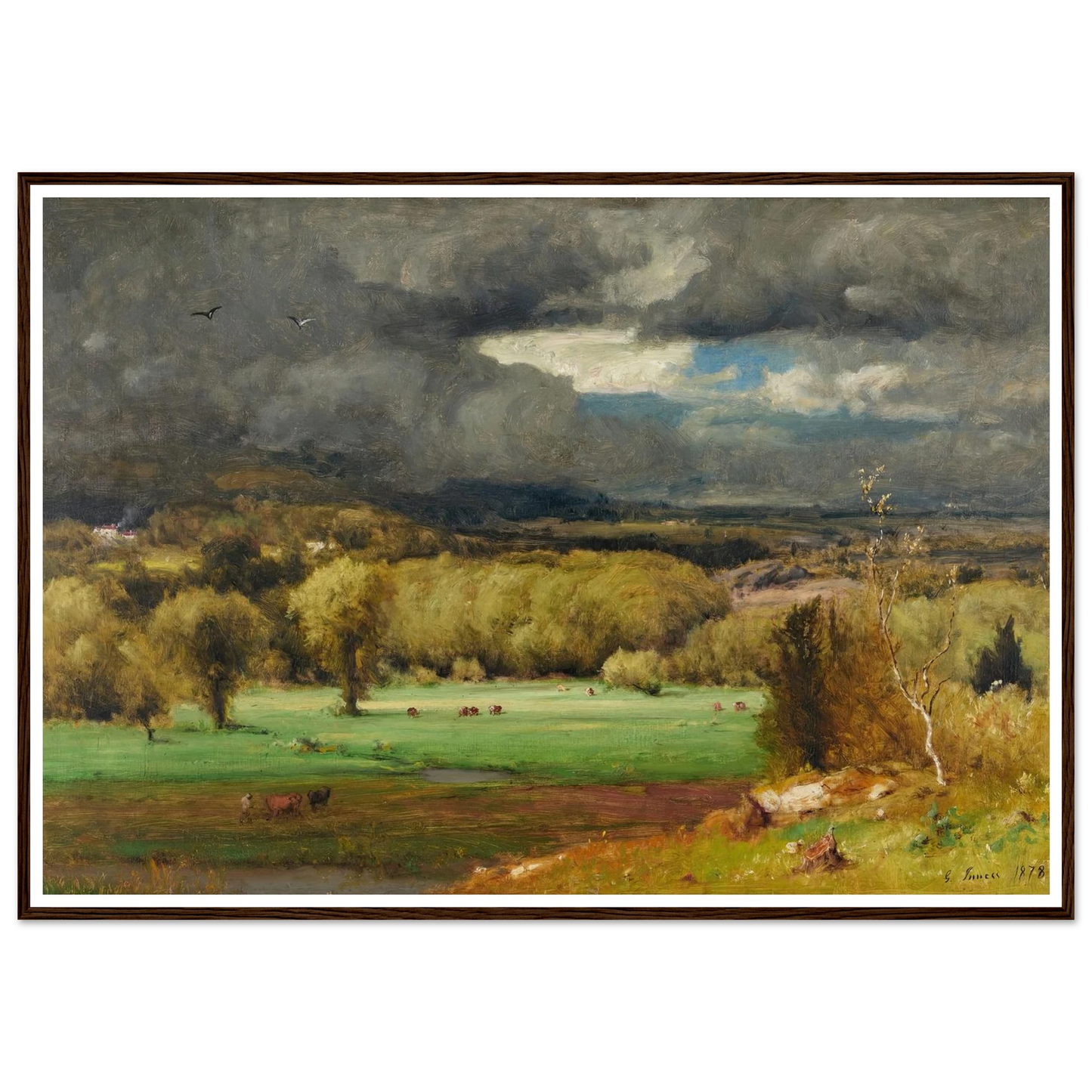 The Coming Storm (1878) Art Print | George Inness - Framed Poster - 30x40 cm / 12x16″ - Black frame