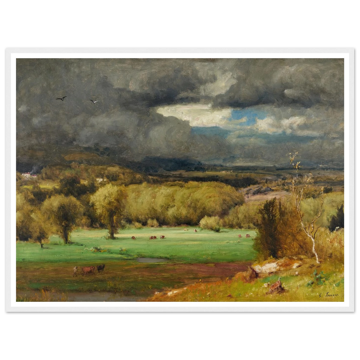 The Coming Storm (1878) Art Print | George Inness - Framed Poster - 30x40 cm / 12x16″ - Black frame