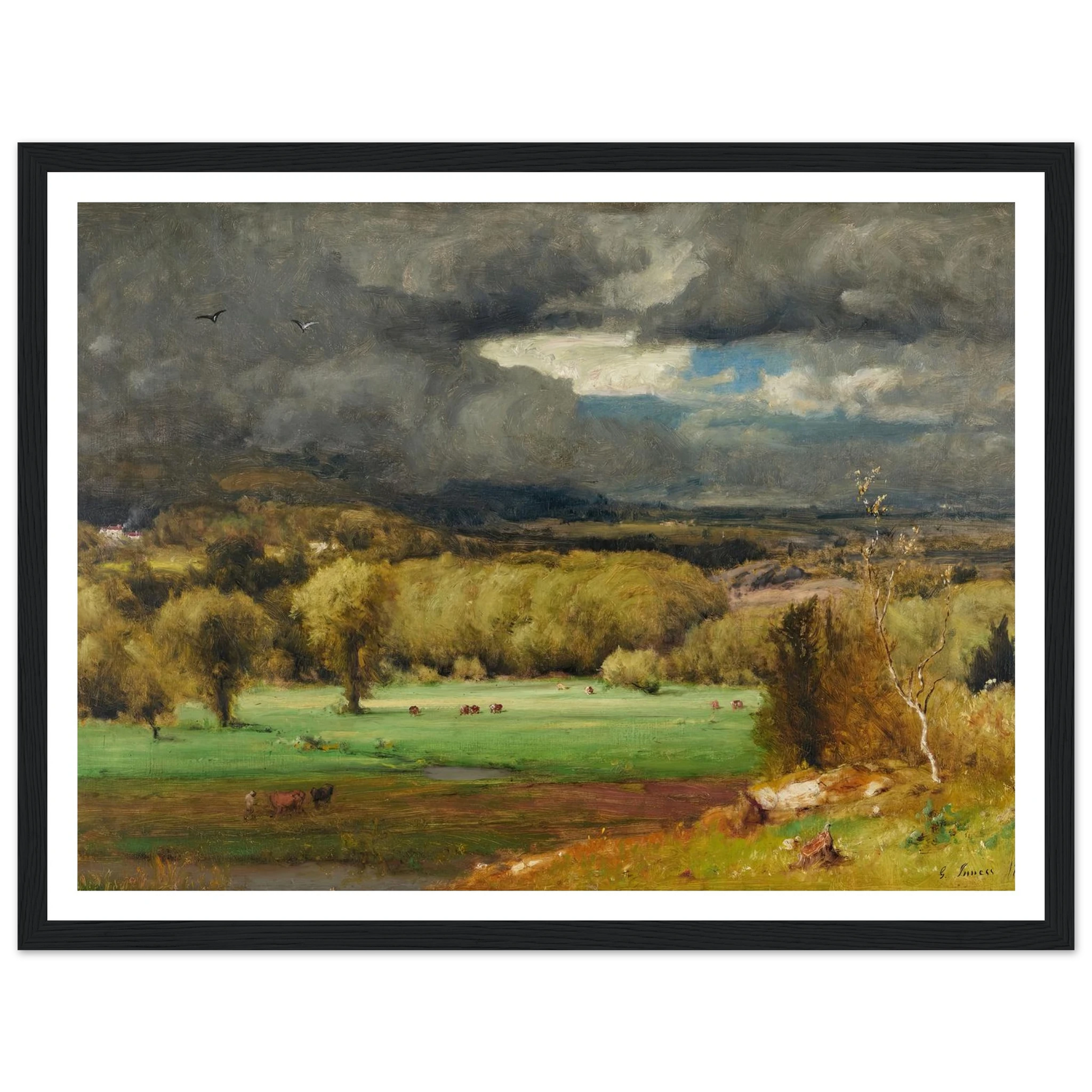 The Coming Storm (1878) Art Print | George Inness - Framed Poster - 30x40 cm / 12x16″ - Black frame