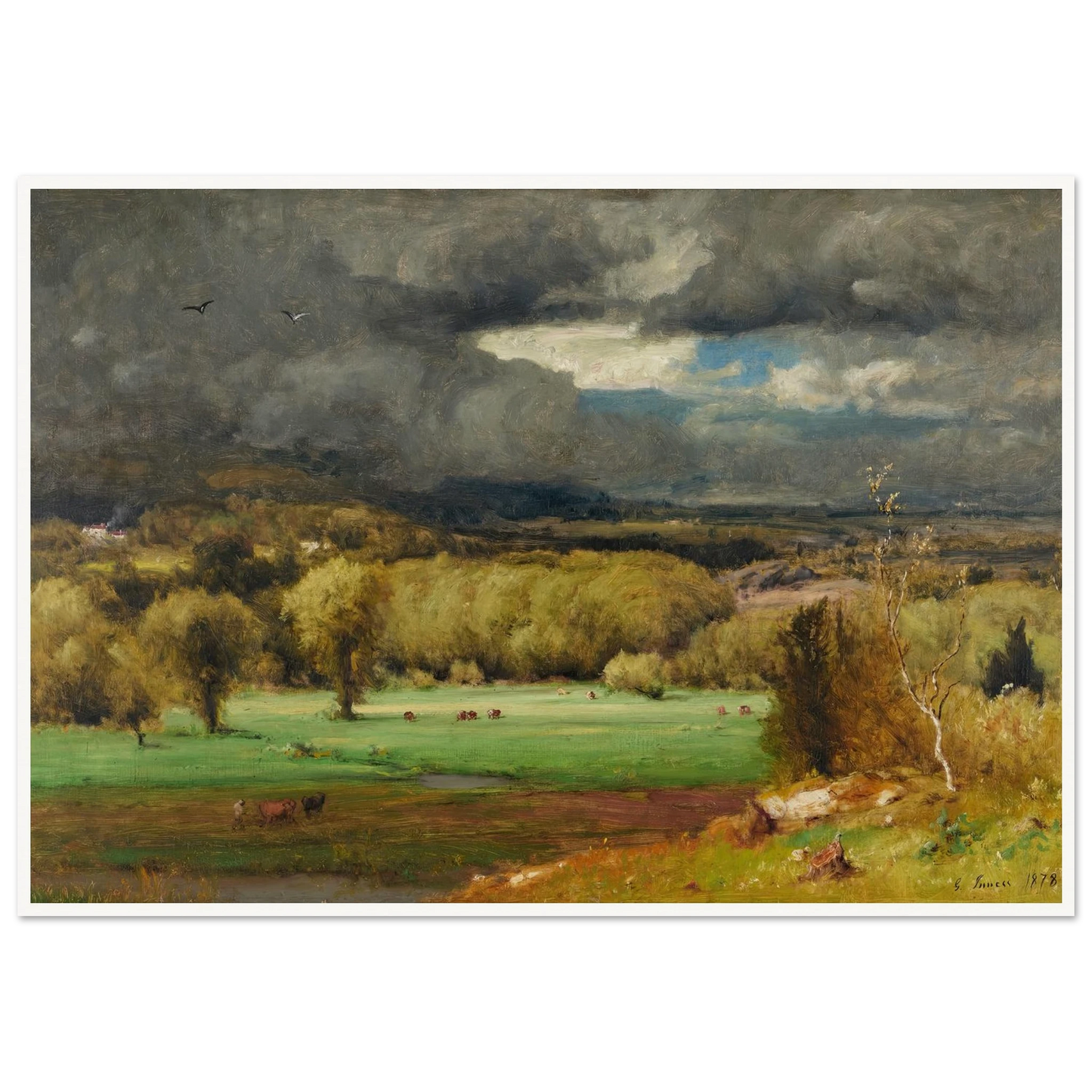 The Coming Storm (1878) Art Print | George Inness - Framed Poster - 30x40 cm / 12x16″ - Black frame