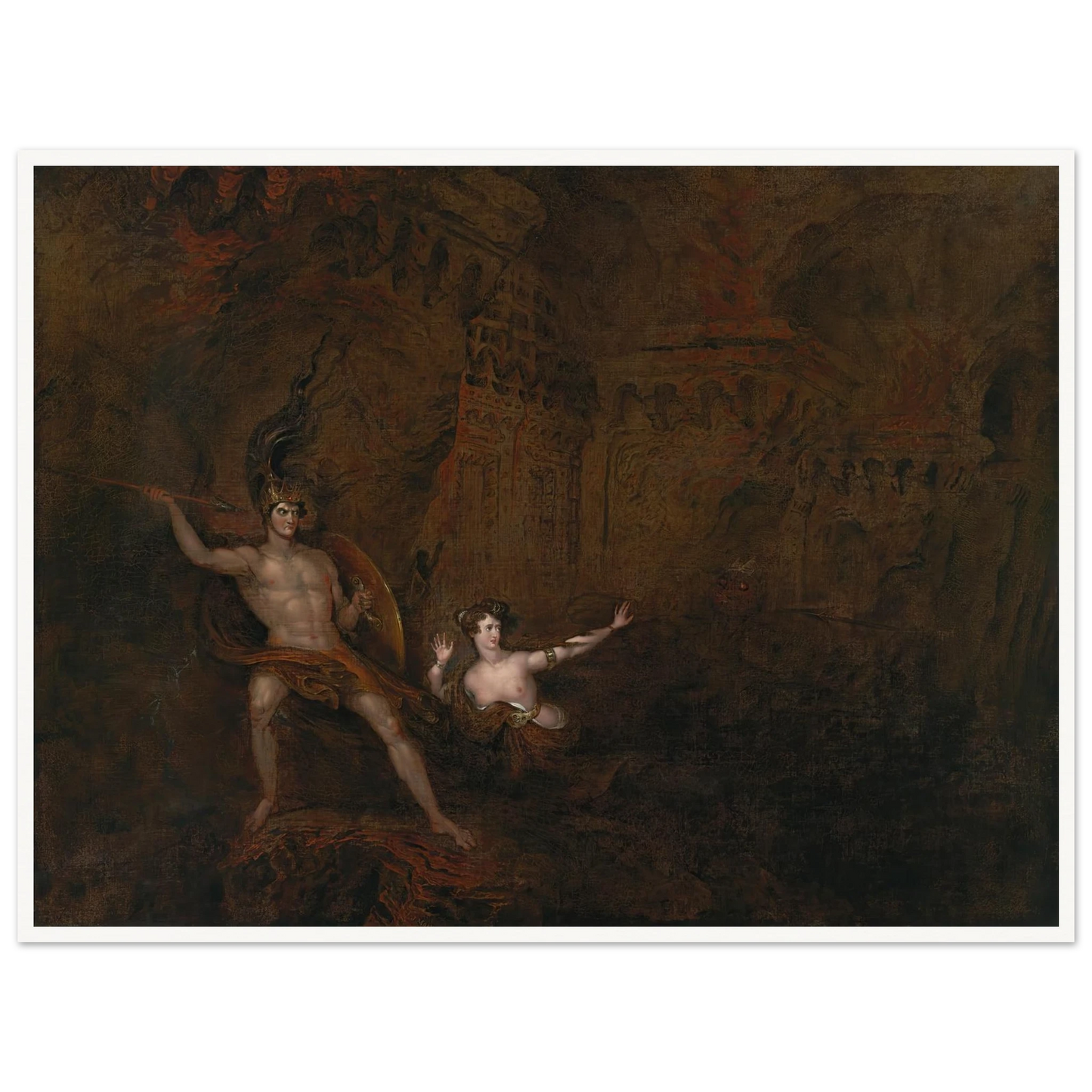 The Conflict Between Satan And Death (1832) Art Print | John Martin - Framed Poster - 30x40 cm / 12x16″ - Black frame