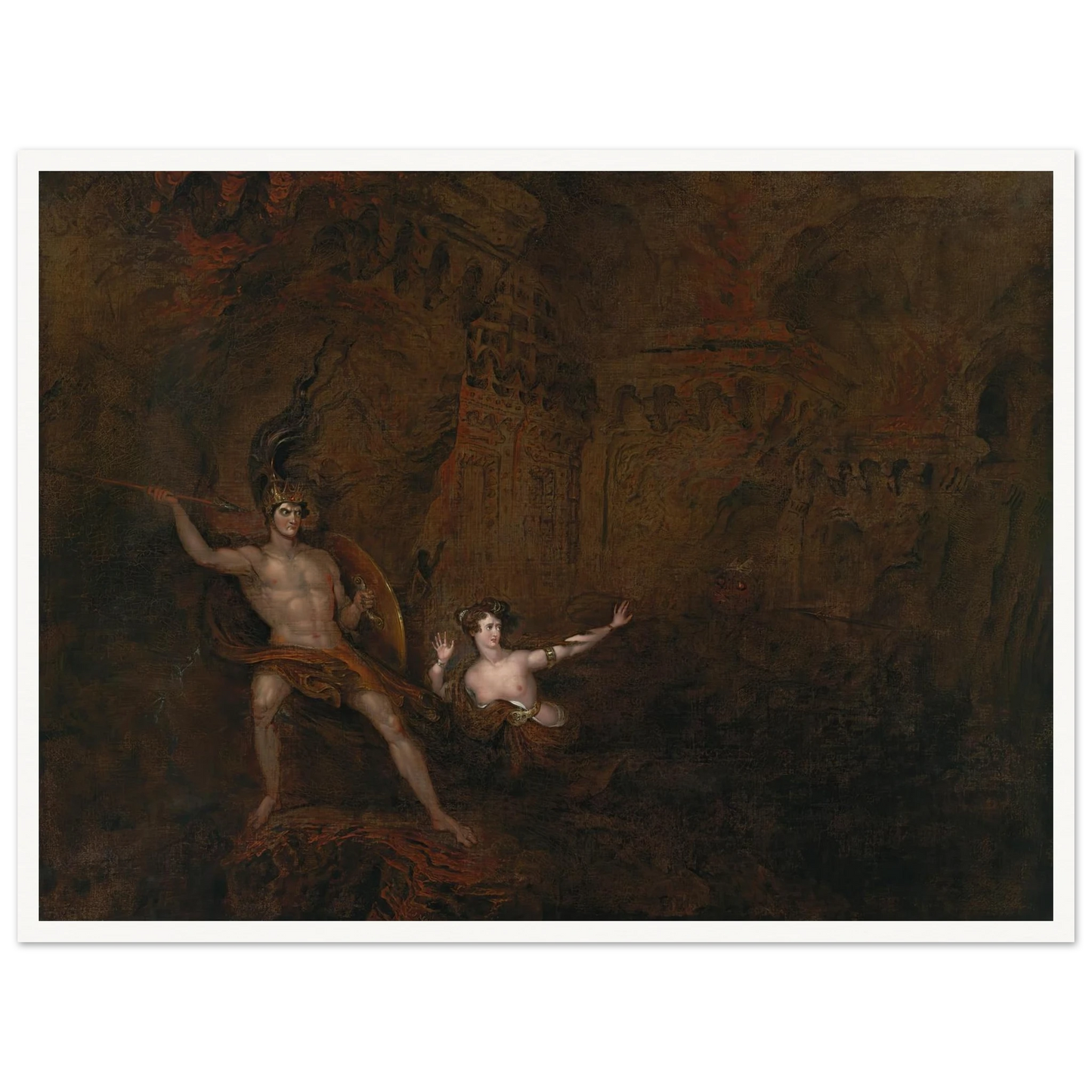 The Conflict Between Satan And Death (1832) Art Print | John Martin - Framed Poster - 30x40 cm / 12x16″ - Black frame