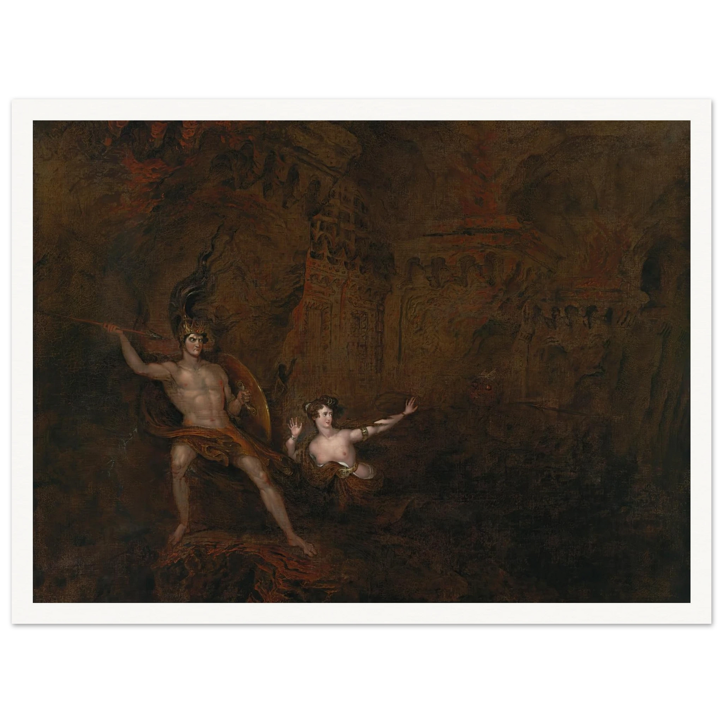 The Conflict Between Satan And Death (1832) Art Print | John Martin - Framed Poster - 30x40 cm / 12x16″ - Black frame