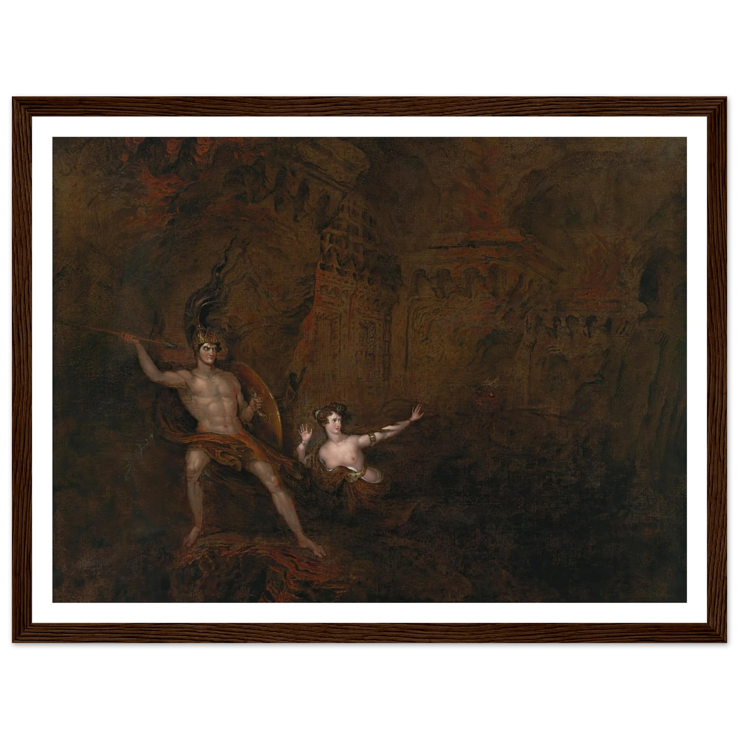 The Conflict Between Satan And Death (1832) Art Print | John Martin - Framed Poster - 30x40 cm / 12x16″ - Black frame