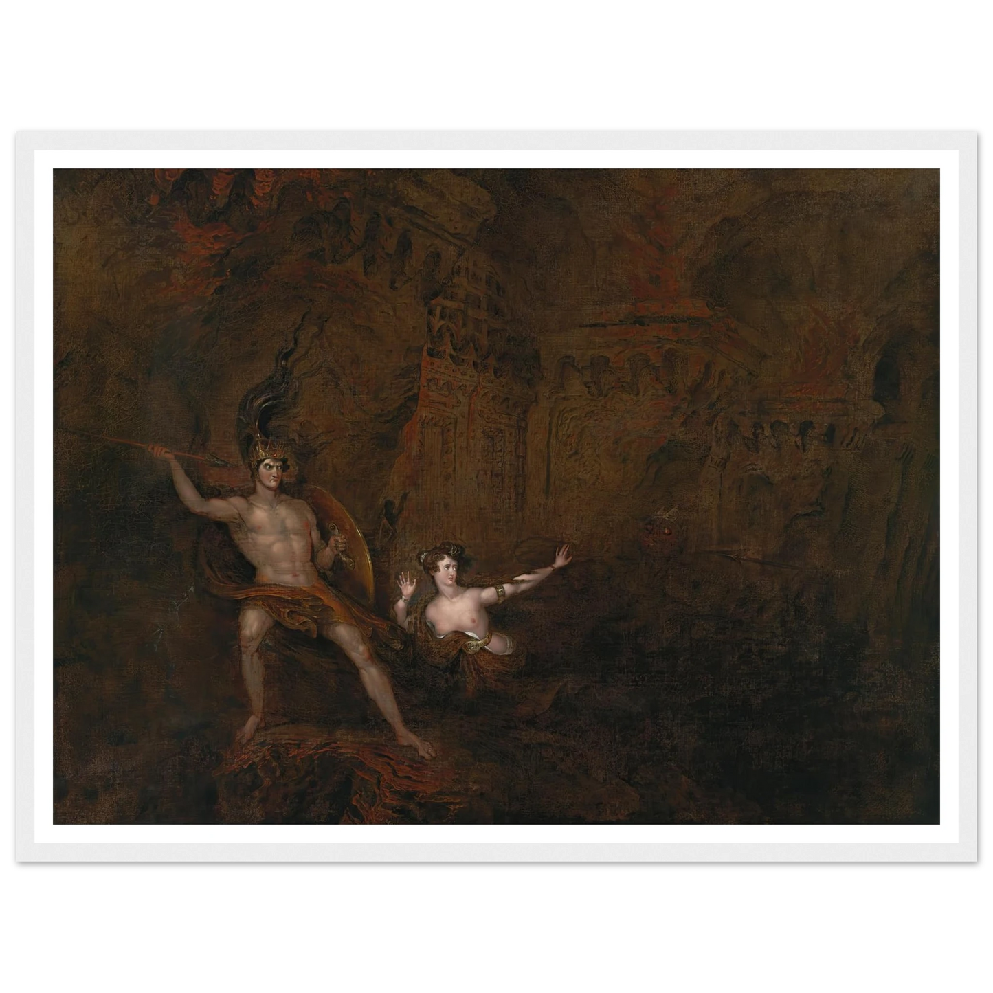 The Conflict Between Satan And Death (1832) Art Print | John Martin - Framed Poster - 30x40 cm / 12x16″ - Black frame