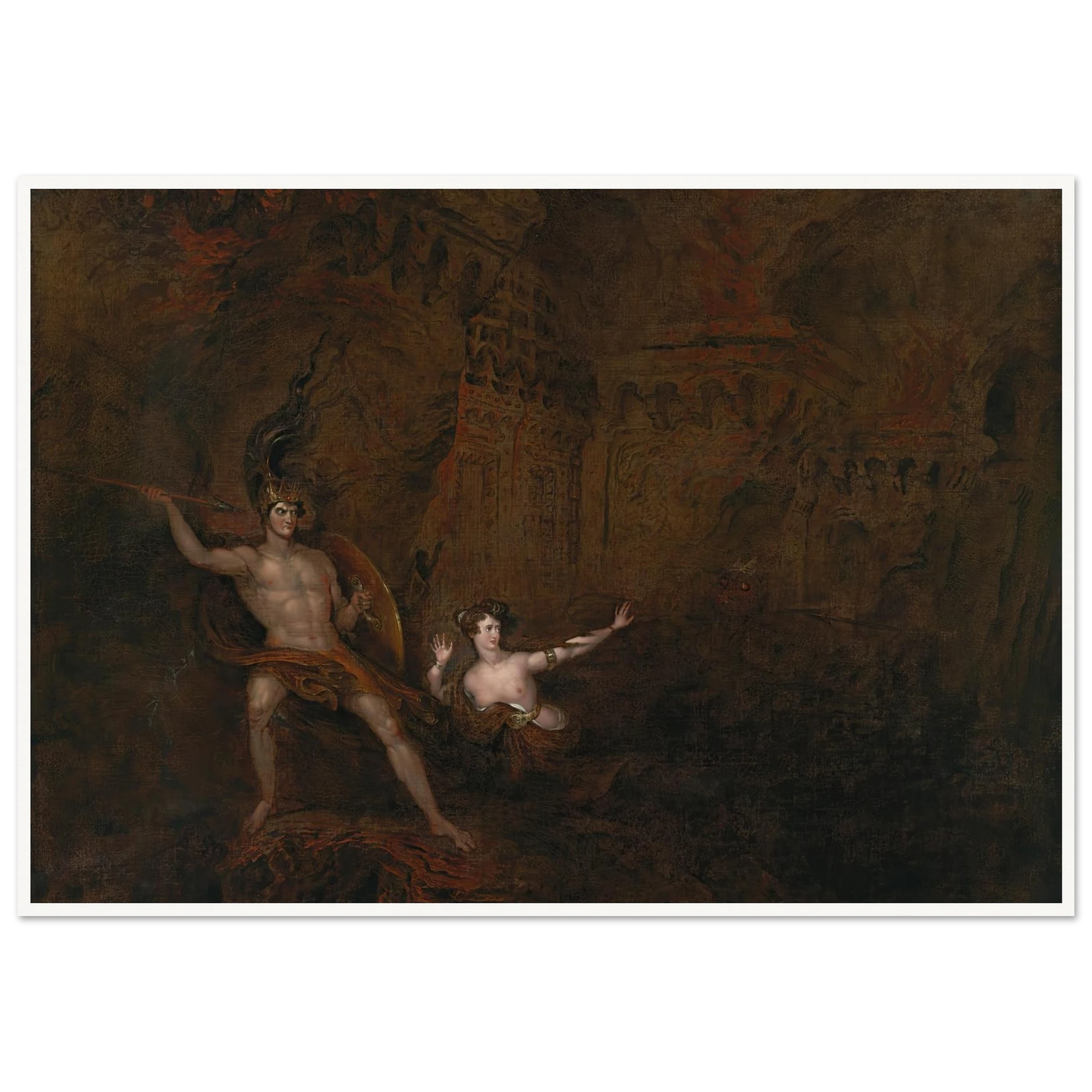 The Conflict Between Satan And Death (1832) Art Print | John Martin - Framed Poster - 30x40 cm / 12x16″ - Black frame