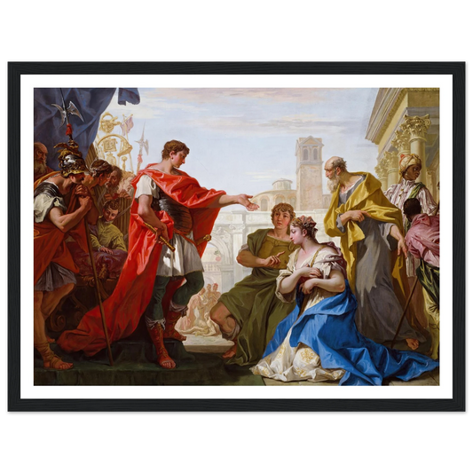 The Continence of Scipio (c. 1706) Art Print | Sebastiano Ricci - Framed Poster - 30x40 cm / 12x16″ - Black frame