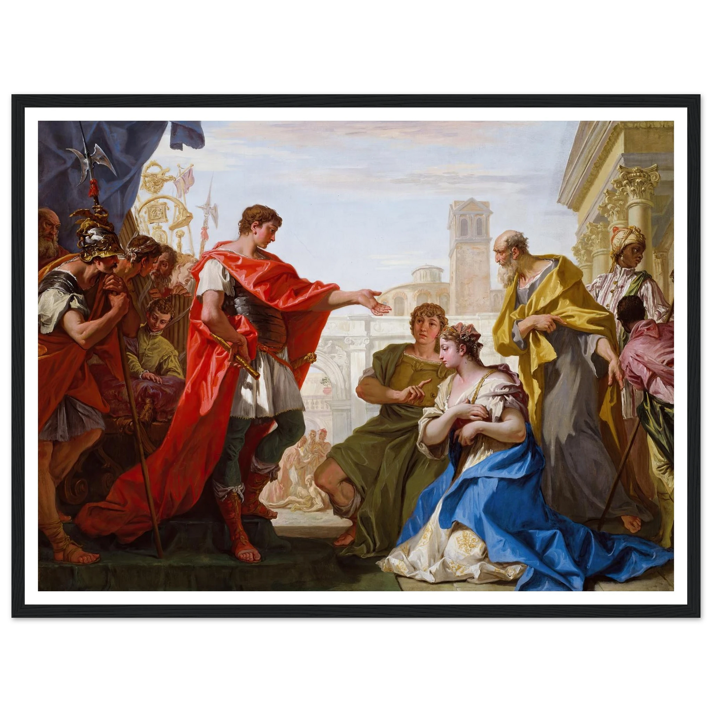 The Continence of Scipio (c. 1706) Art Print | Sebastiano Ricci - Framed Poster - 30x40 cm / 12x16″ - Black frame