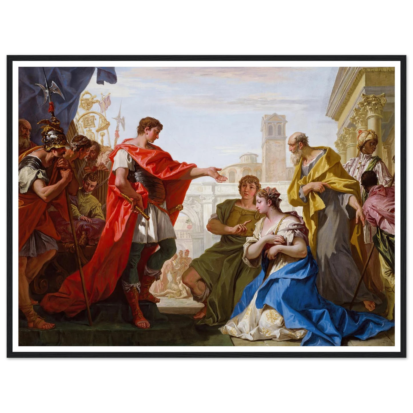 The Continence of Scipio (c. 1706) Art Print | Sebastiano Ricci - Framed Poster - 30x40 cm / 12x16″ - Black frame