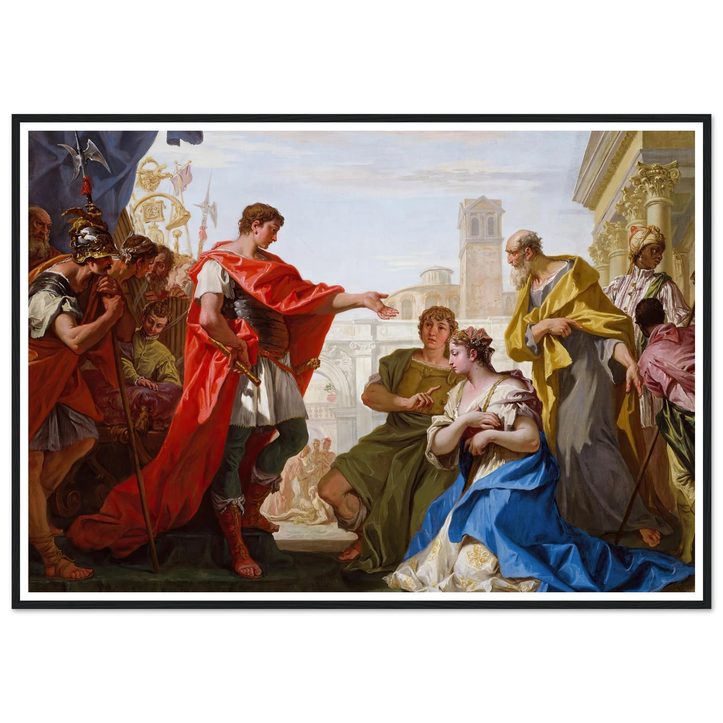 The Continence of Scipio (c. 1706) Art Print | Sebastiano Ricci - Framed Poster - 30x40 cm / 12x16″ - Black frame