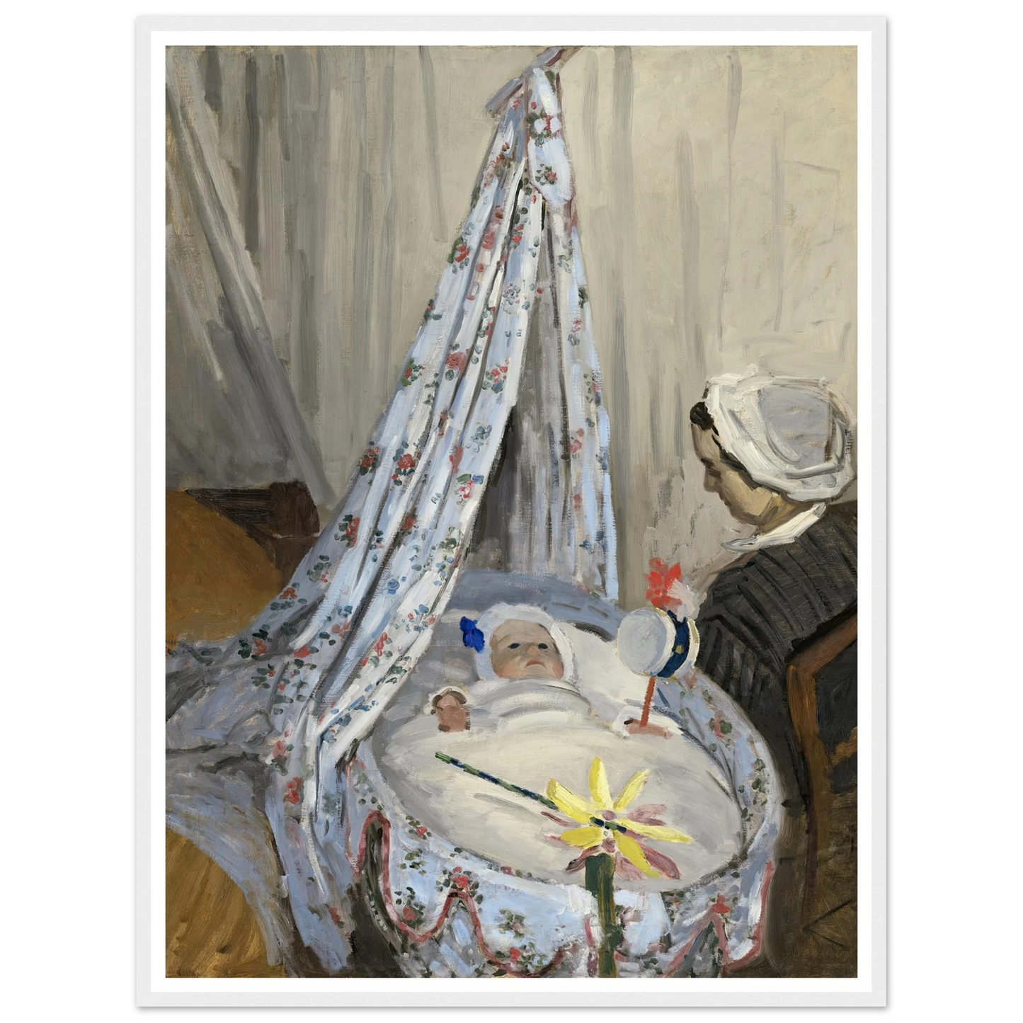 The Cradle – Camille with the Artist’s Son Jean (1867) Art Print | Claude Monet - Framed Poster - 30x40 cm / 12x16″ - Black frame