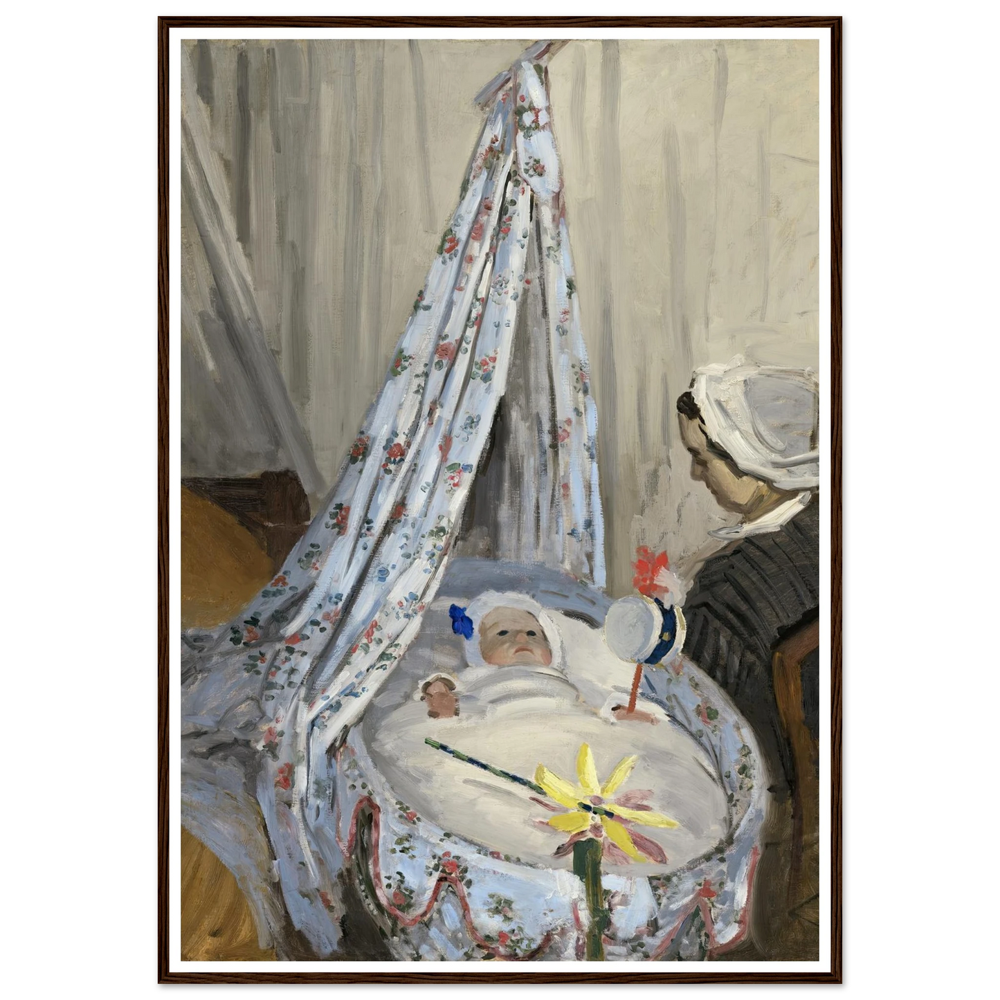 The Cradle – Camille with the Artist’s Son Jean (1867) Art Print | Claude Monet - Framed Poster - 30x40 cm / 12x16″ - Black frame