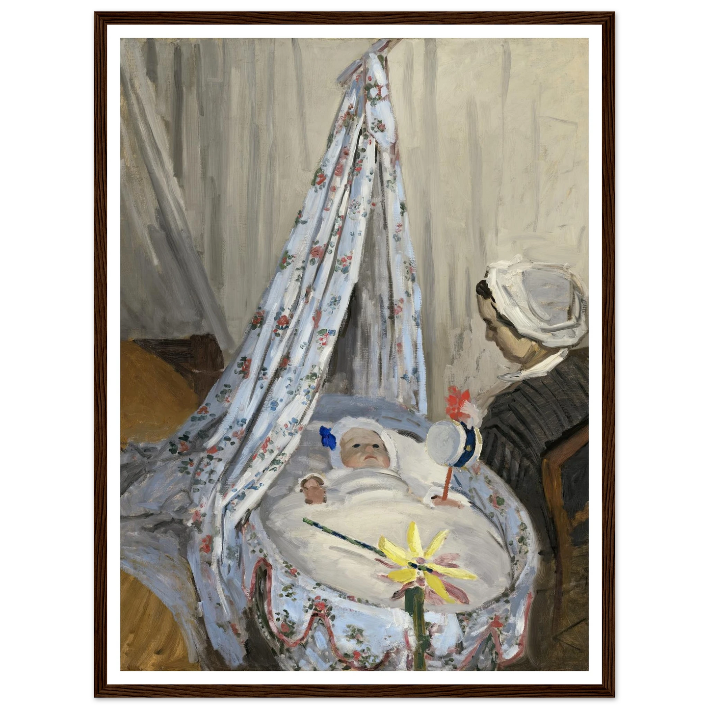 The Cradle – Camille with the Artist’s Son Jean (1867) Art Print | Claude Monet - Framed Poster - 30x40 cm / 12x16″ - Black frame