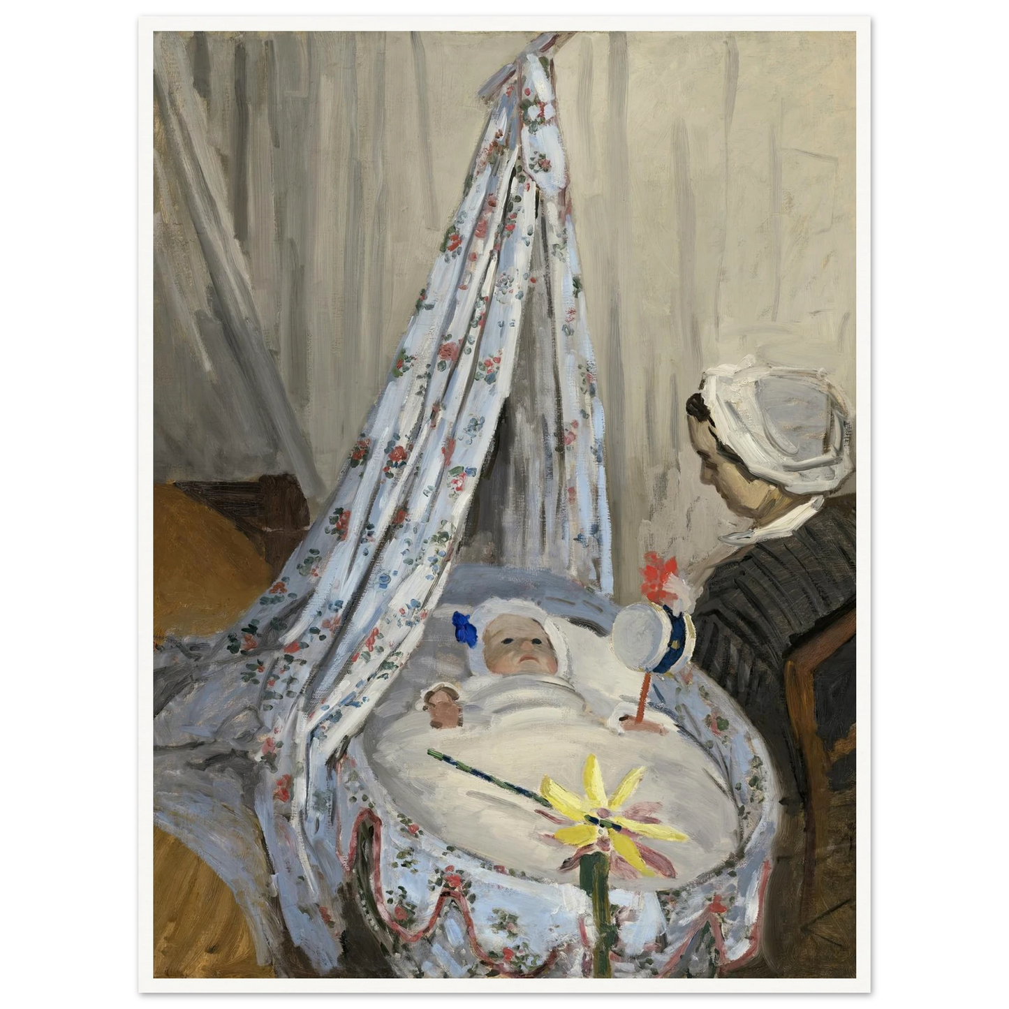 The Cradle – Camille with the Artist’s Son Jean (1867) Art Print | Claude Monet - Framed Poster - 30x40 cm / 12x16″ - Black frame