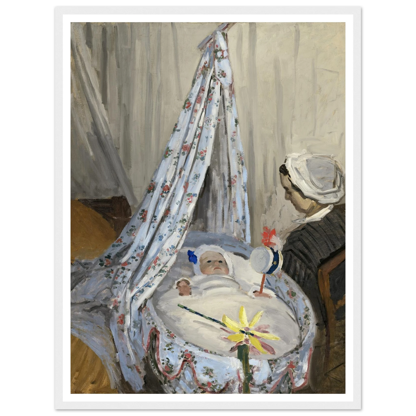 The Cradle – Camille with the Artist’s Son Jean (1867) Art Print | Claude Monet - Framed Poster - 30x40 cm / 12x16″ - Black frame