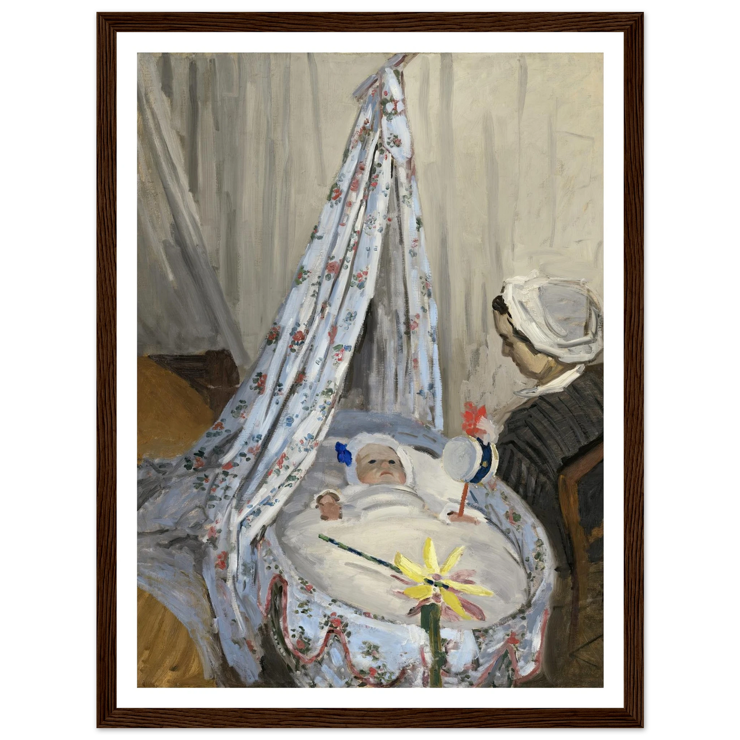 The Cradle – Camille with the Artist’s Son Jean (1867) Art Print | Claude Monet - Framed Poster - 30x40 cm / 12x16″ - Black frame