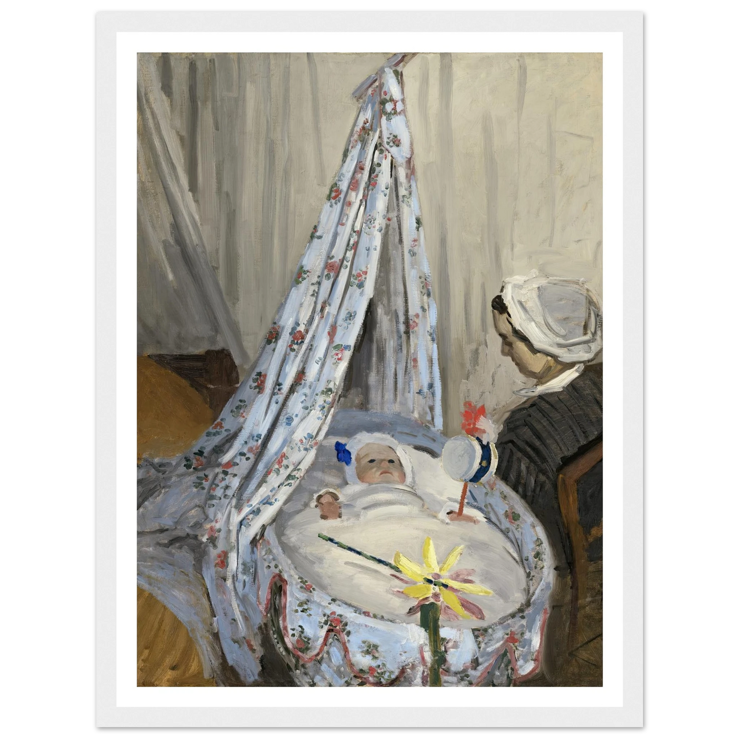 The Cradle – Camille with the Artist’s Son Jean (1867) Art Print | Claude Monet - Framed Poster - 30x40 cm / 12x16″ - Black frame