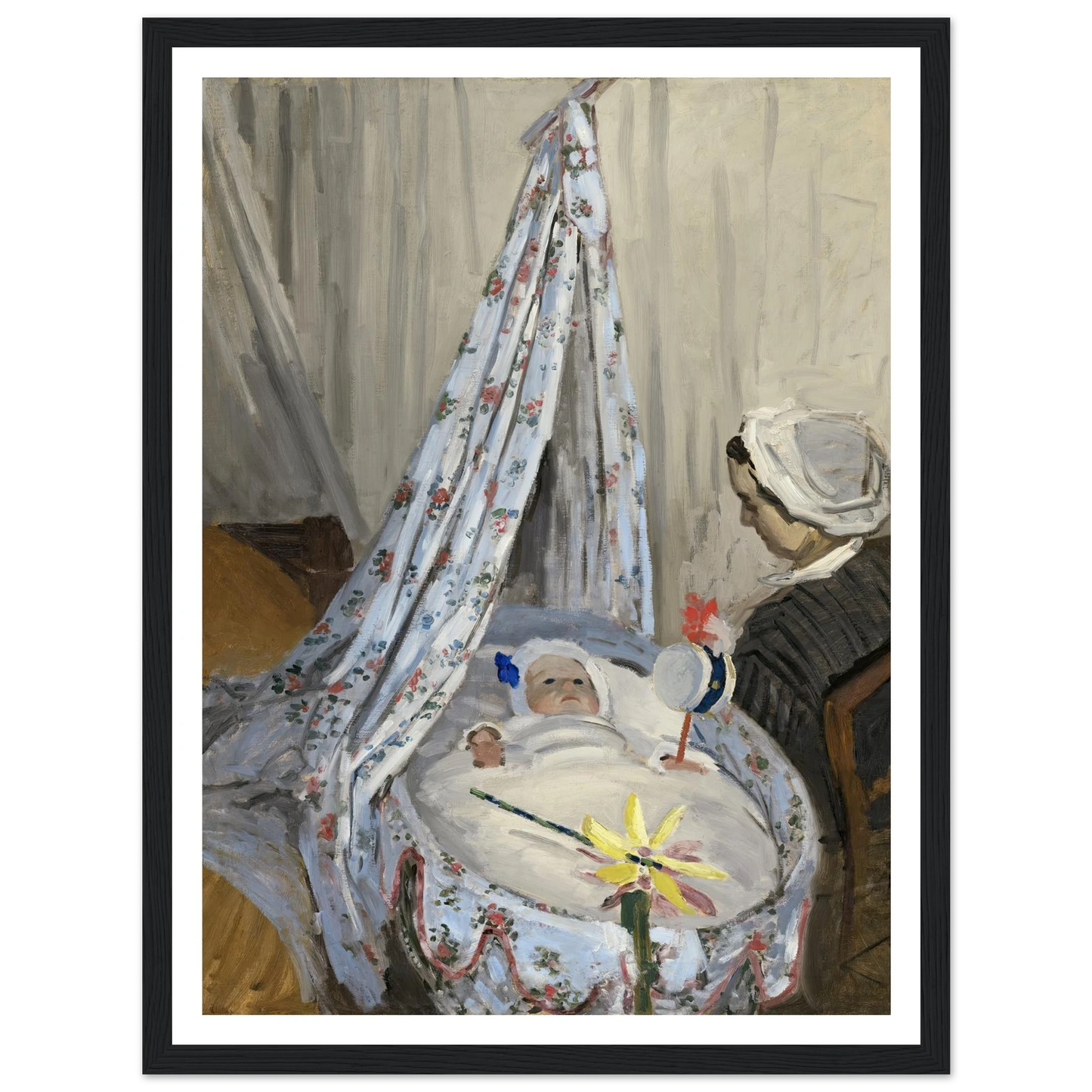 The Cradle – Camille with the Artist’s Son Jean (1867) Art Print | Claude Monet - Framed Poster - 30x40 cm / 12x16″ - Black frame
