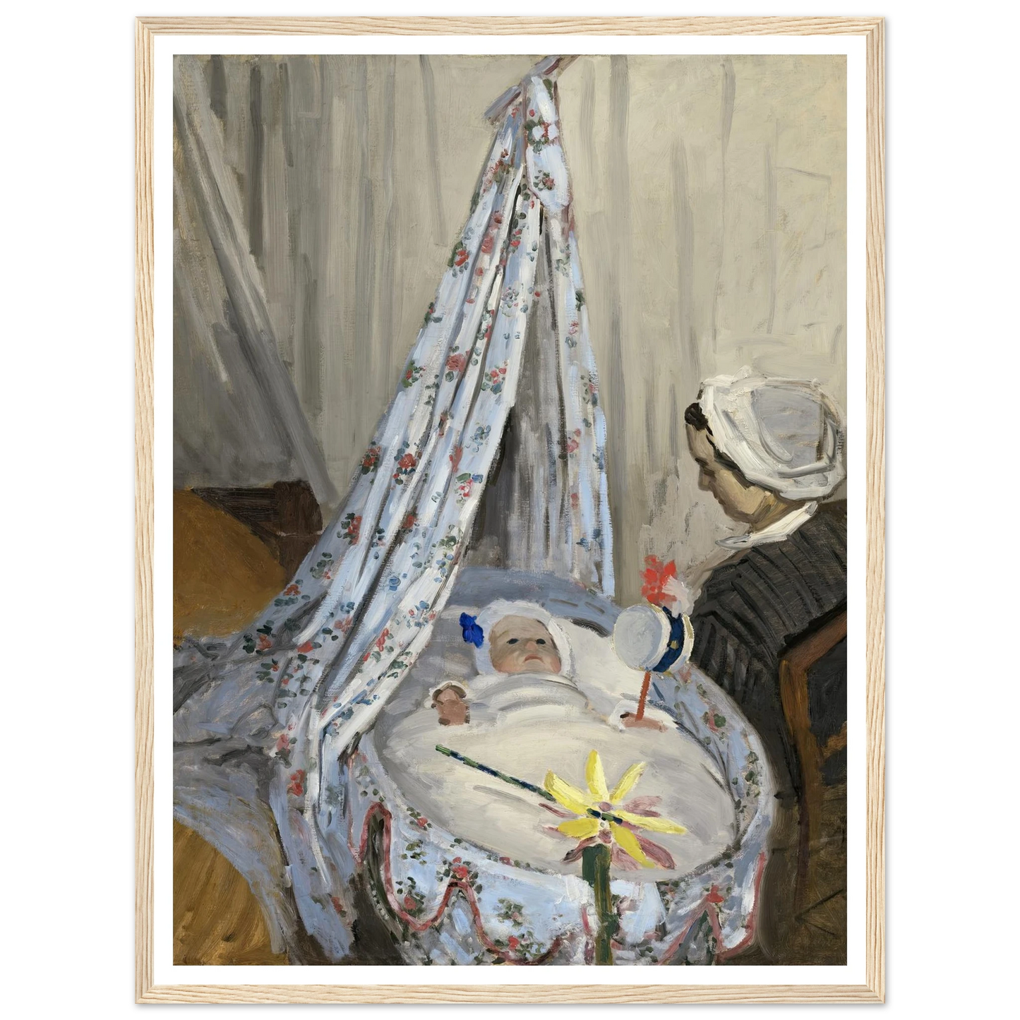 The Cradle – Camille with the Artist’s Son Jean (1867) Art Print | Claude Monet - Framed Poster - 30x40 cm / 12x16″ - Black frame