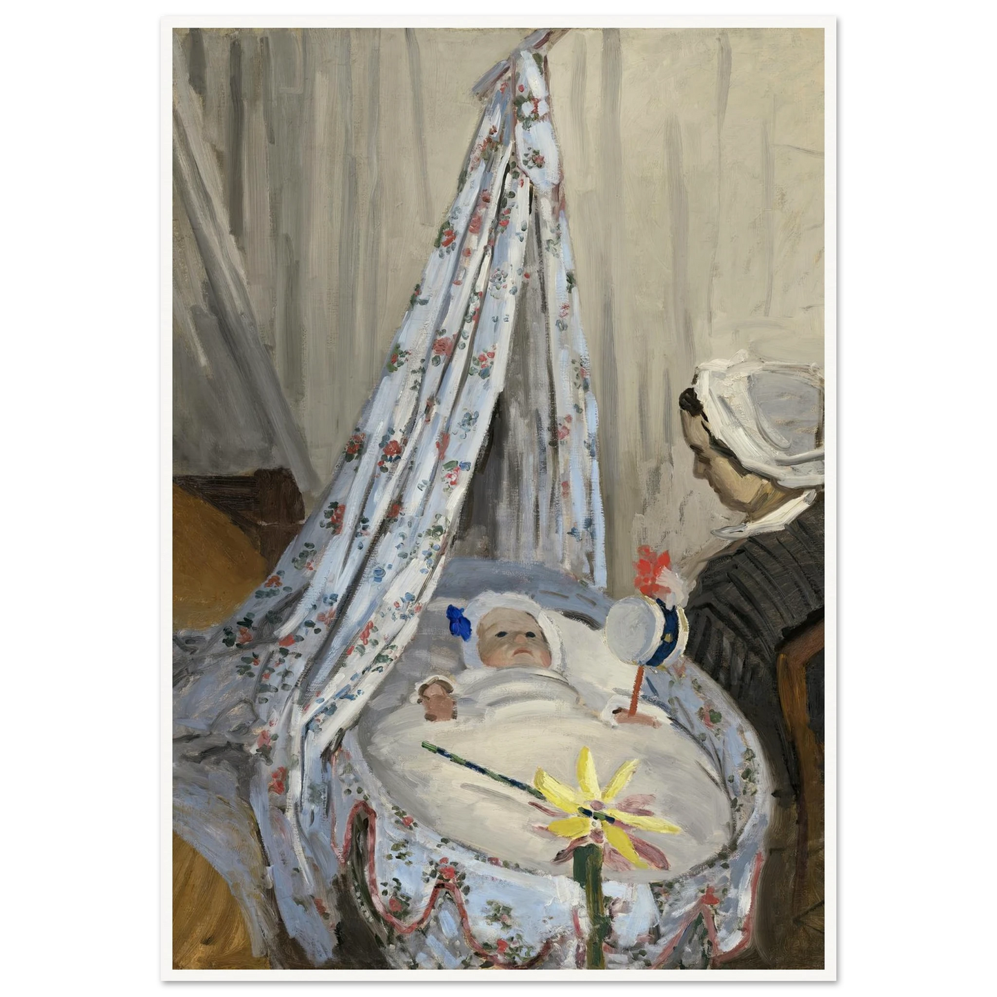 The Cradle – Camille with the Artist’s Son Jean (1867) Art Print | Claude Monet - Framed Poster - 30x40 cm / 12x16″ - Black frame