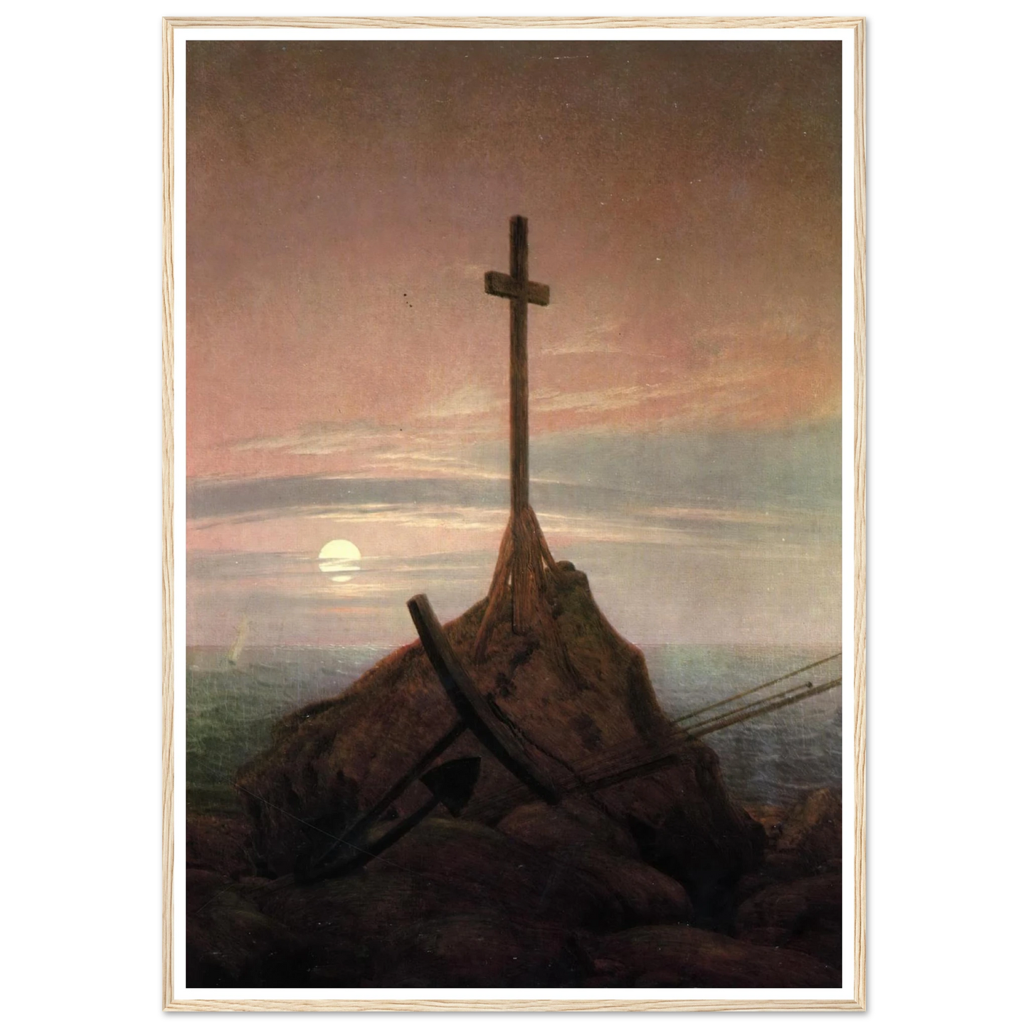 The Cross Beside The Baltic (1815) Art Print | Caspar David Friedrich - Framed Poster - 30x40 cm / 12x16″ - Black frame