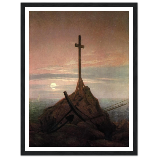 The Cross Beside The Baltic (1815) Art Print | Caspar David Friedrich - Framed Poster - 30x40 cm / 12x16″ - Black frame