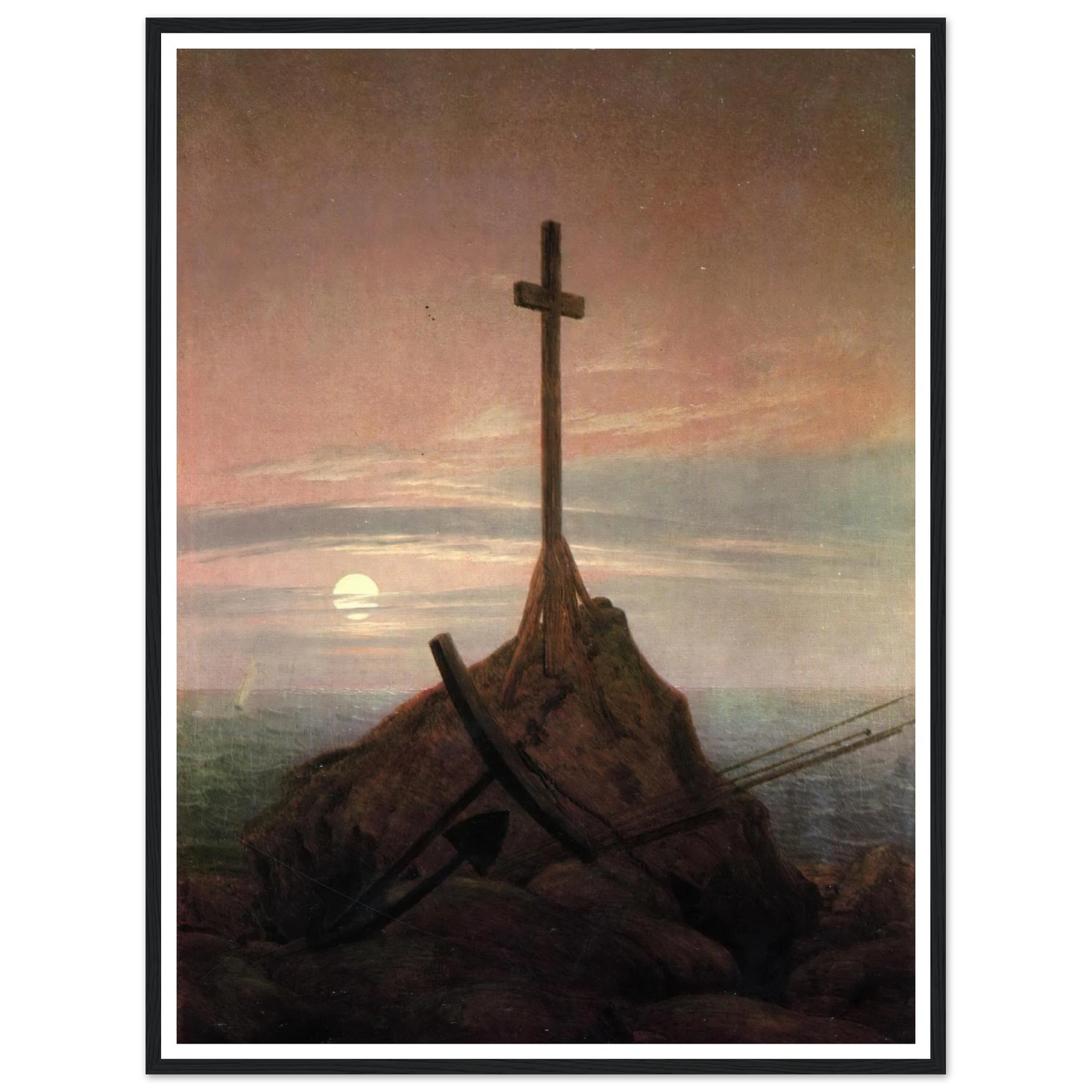 The Cross Beside The Baltic (1815) Art Print | Caspar David Friedrich - Framed Poster - 30x40 cm / 12x16″ - Black frame