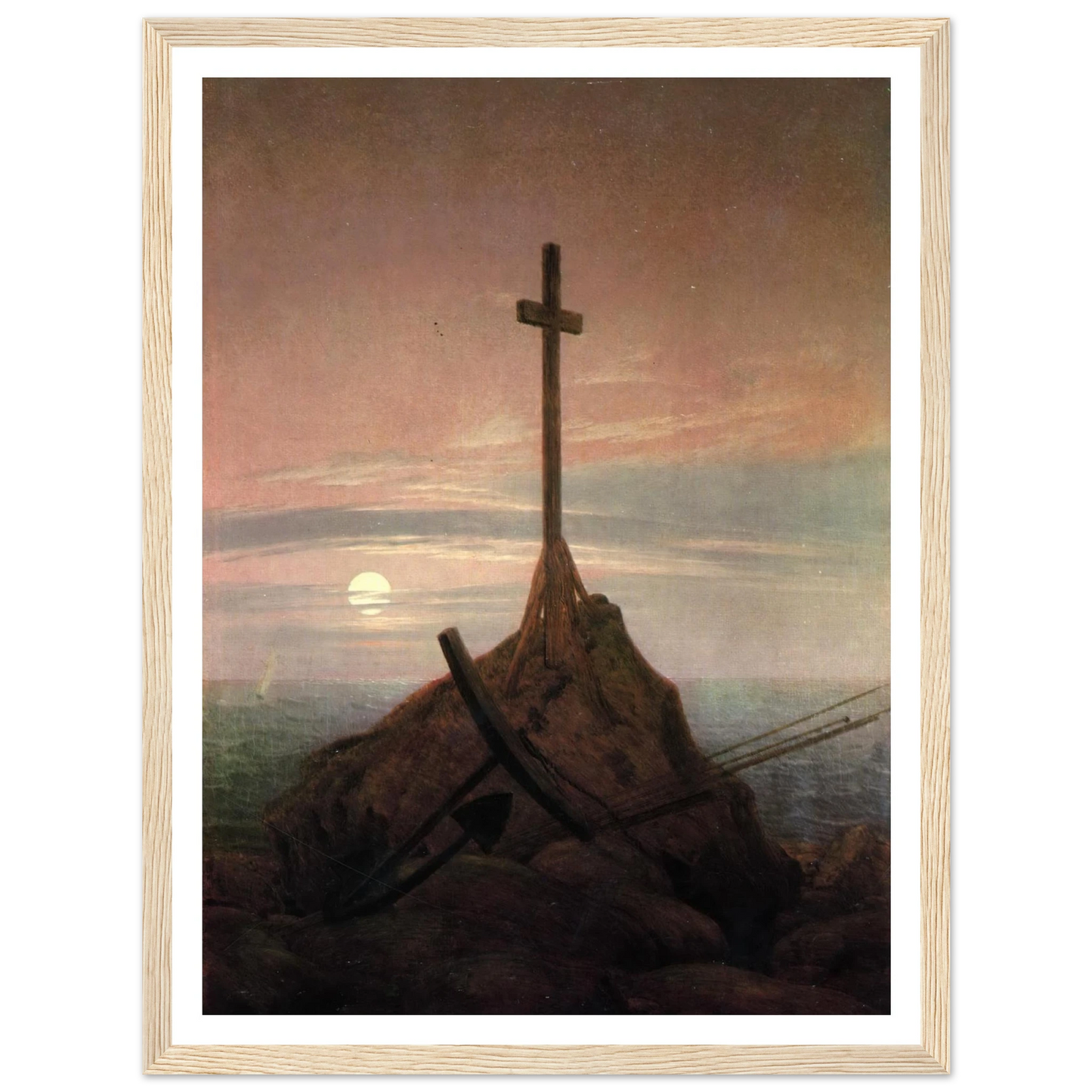 The Cross Beside The Baltic (1815) Art Print | Caspar David Friedrich - Framed Poster - 30x40 cm / 12x16″ - Black frame