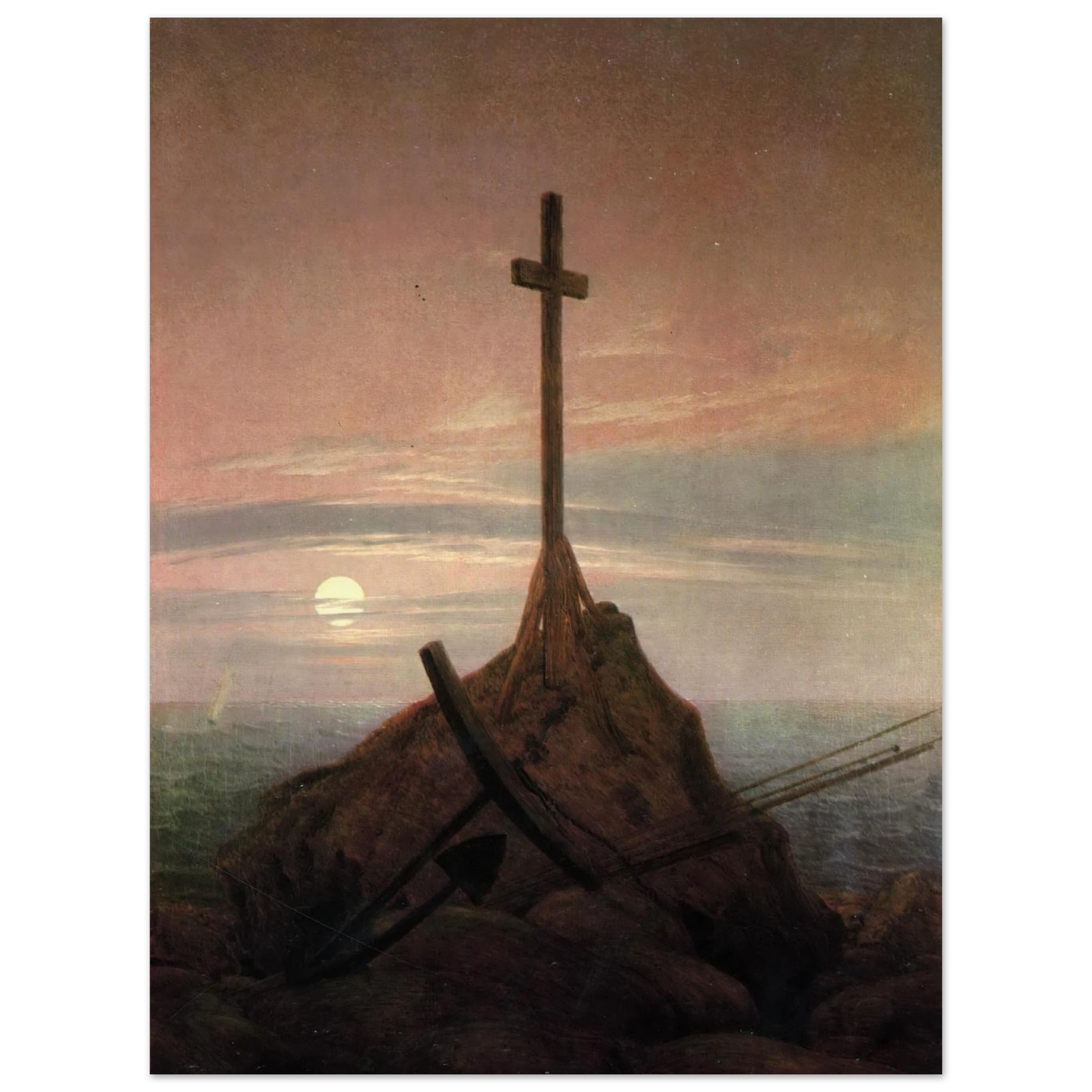 The Cross Beside The Baltic (1815) Art Print | Caspar David Friedrich - Framed Poster - 30x40 cm / 12x16″ - Black frame