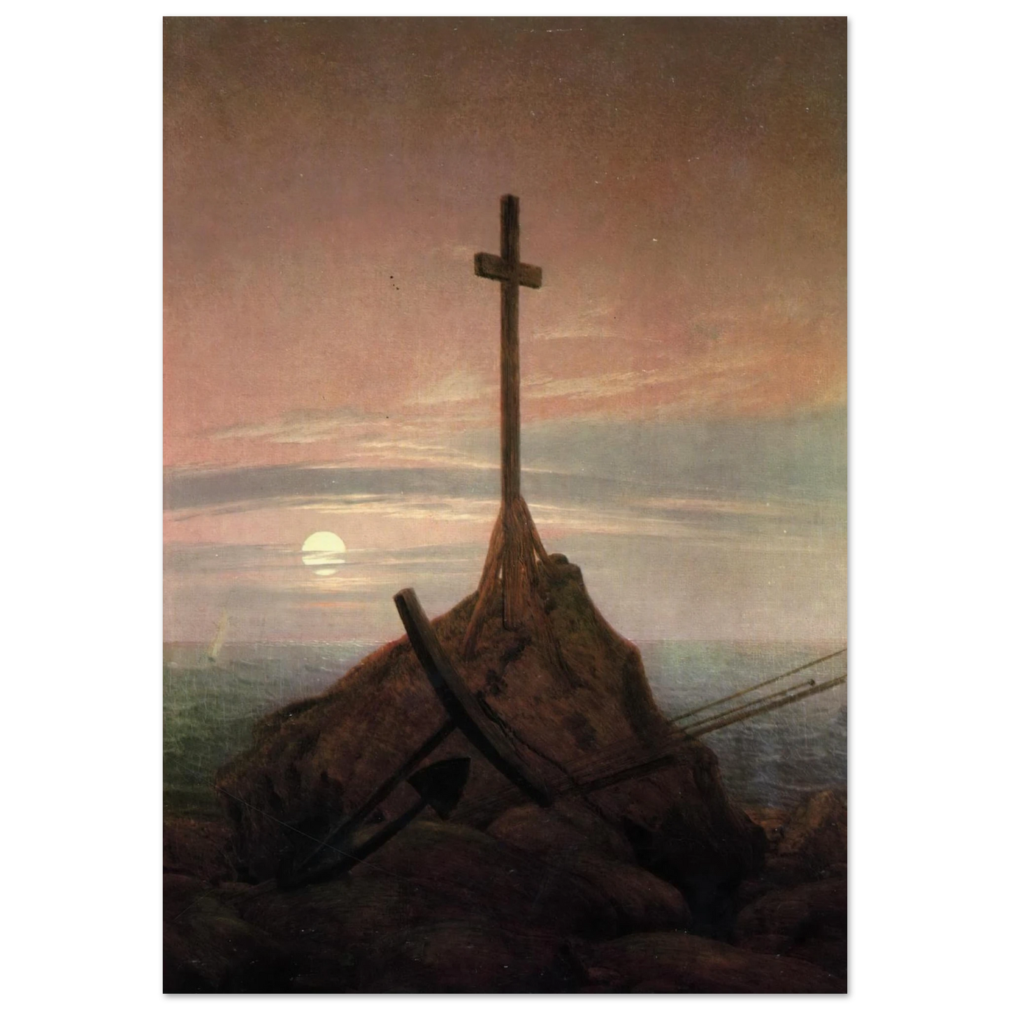 The Cross Beside The Baltic (1815) Art Print | Caspar David Friedrich - Framed Poster - 30x40 cm / 12x16″ - Black frame