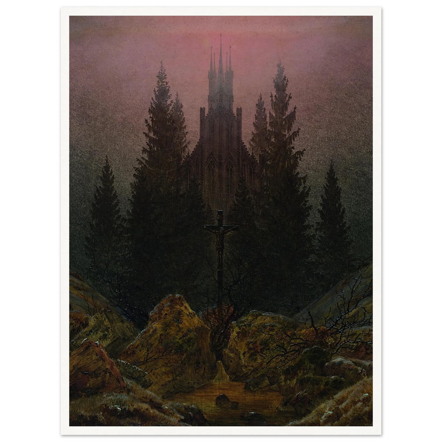 The Cross in the Mountains Art Print | Caspar David Friedrich - Framed Poster - 30x40 cm / 12x16″ - Black frame