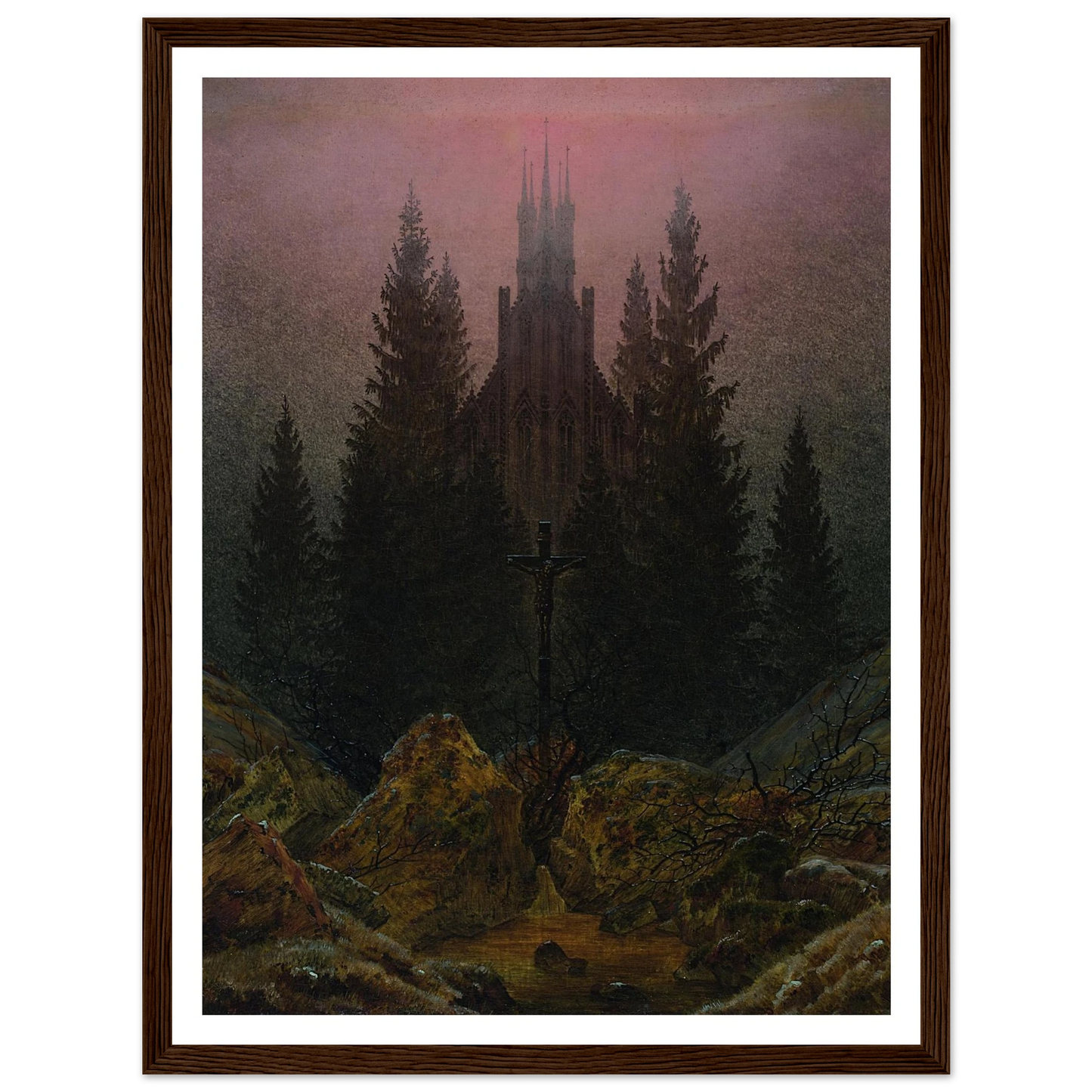 The Cross in the Mountains Art Print | Caspar David Friedrich - Framed Poster - 30x40 cm / 12x16″ - Black frame