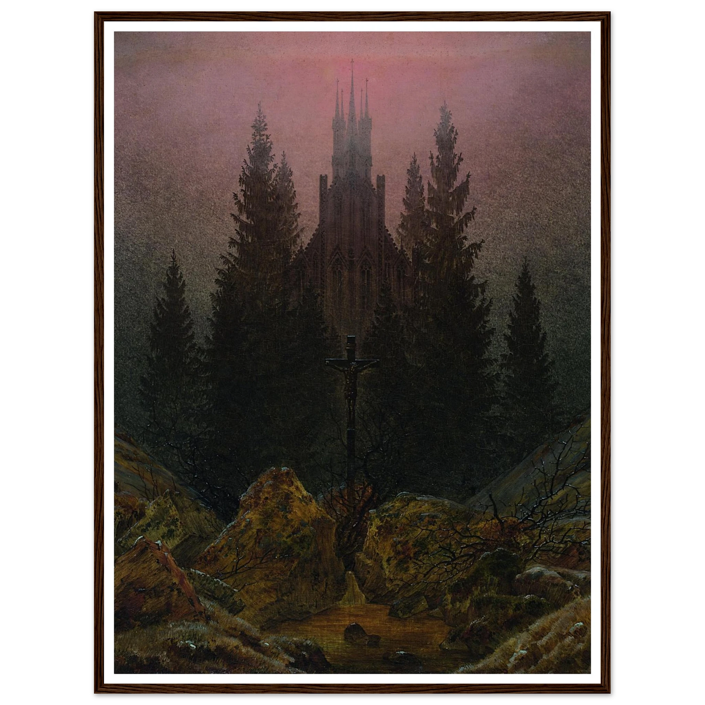 The Cross in the Mountains Art Print | Caspar David Friedrich - Framed Poster - 30x40 cm / 12x16″ - Black frame