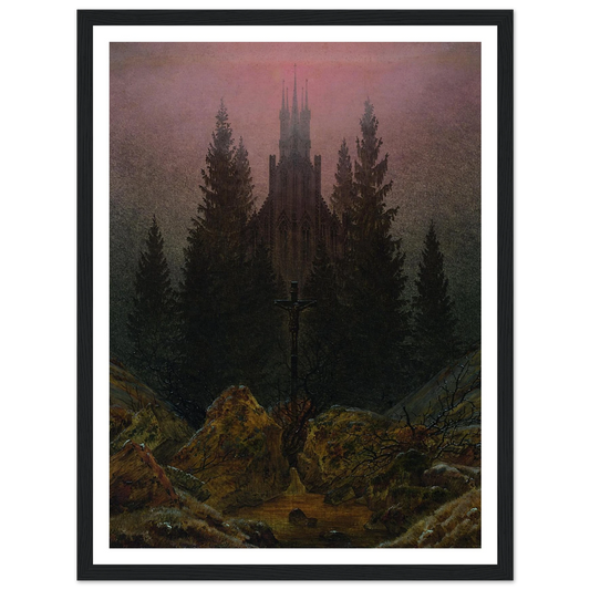 The Cross in the Mountains Art Print | Caspar David Friedrich - Framed Poster - 30x40 cm / 12x16″ - Black frame
