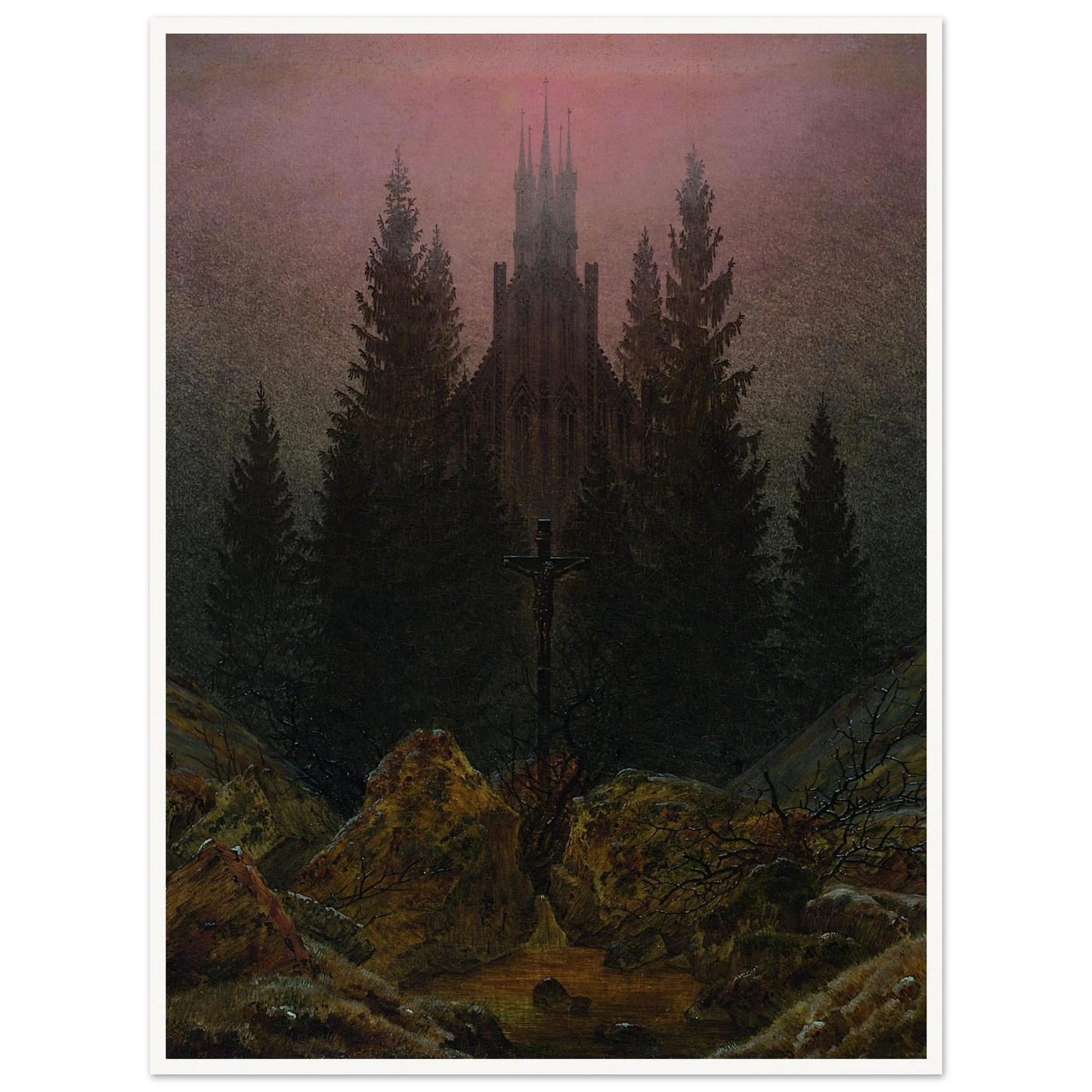 The Cross in the Mountains Art Print | Caspar David Friedrich - Framed Poster - 30x40 cm / 12x16″ - Black frame