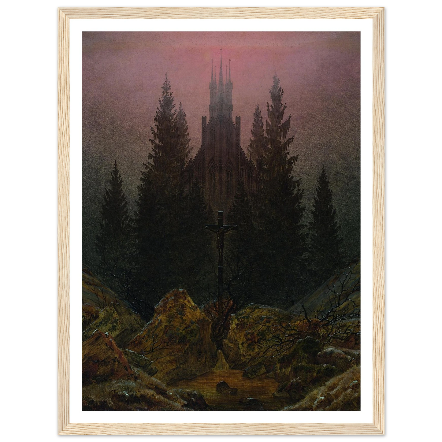 The Cross in the Mountains Art Print | Caspar David Friedrich - Framed Poster - 30x40 cm / 12x16″ - Black frame