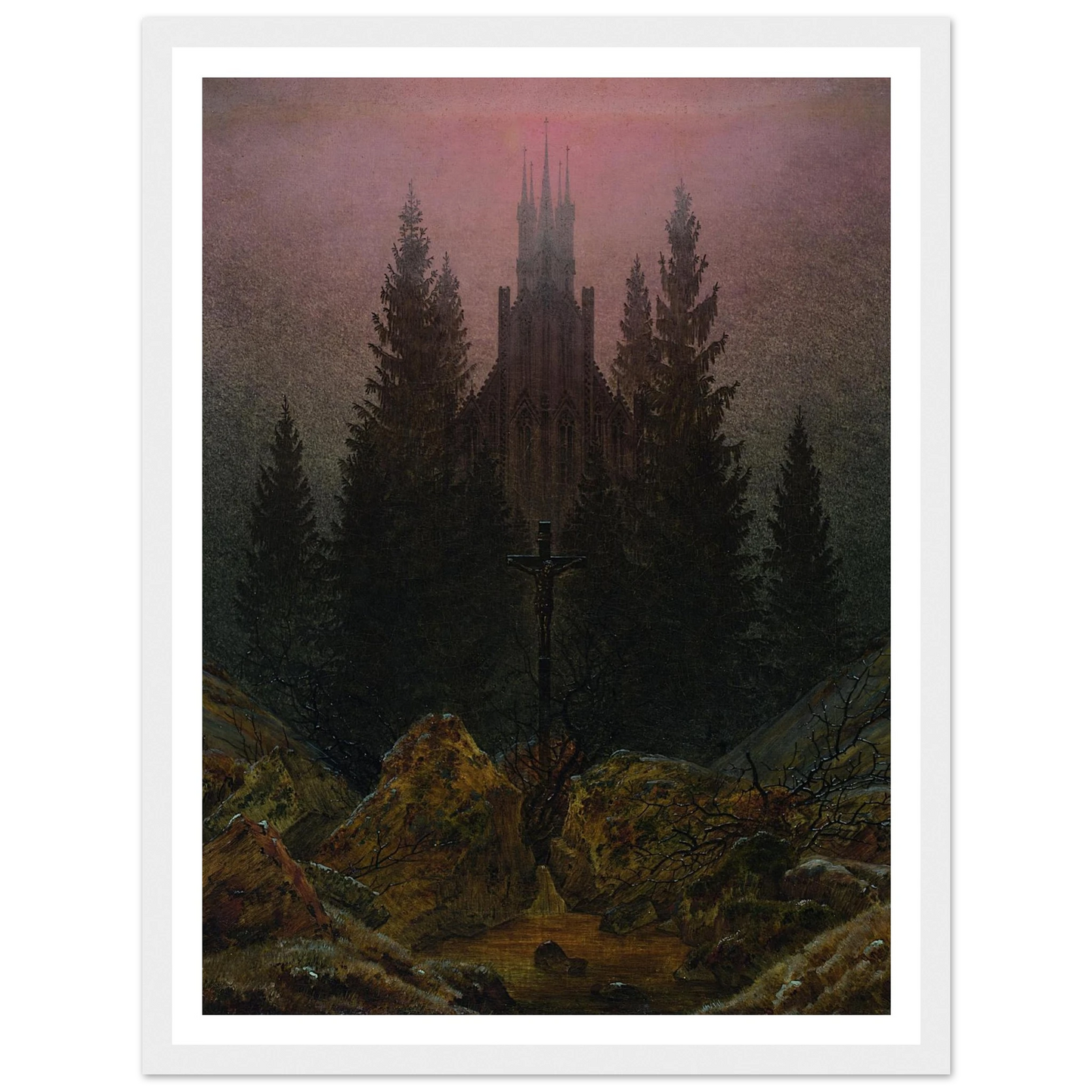The Cross in the Mountains Art Print | Caspar David Friedrich - Framed Poster - 30x40 cm / 12x16″ - Black frame