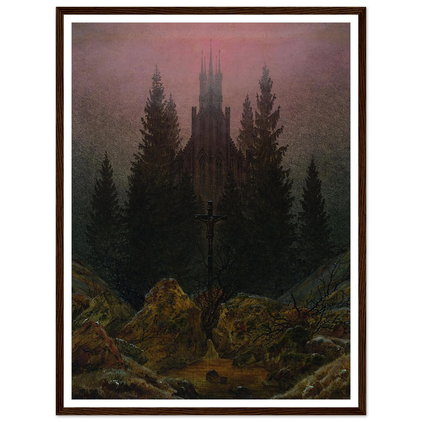 The Cross in the Mountains Art Print | Caspar David Friedrich - Framed Poster - 30x40 cm / 12x16″ - Black frame