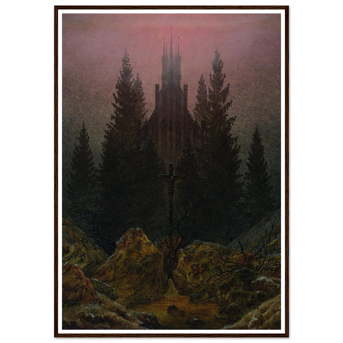 The Cross in the Mountains Art Print | Caspar David Friedrich - Framed Poster - 30x40 cm / 12x16″ - Black frame