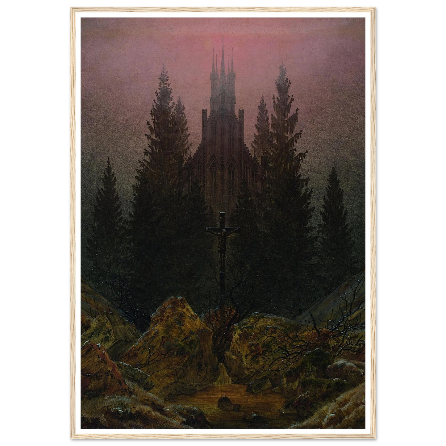 The Cross in the Mountains Art Print | Caspar David Friedrich - Framed Poster - 30x40 cm / 12x16″ - Black frame