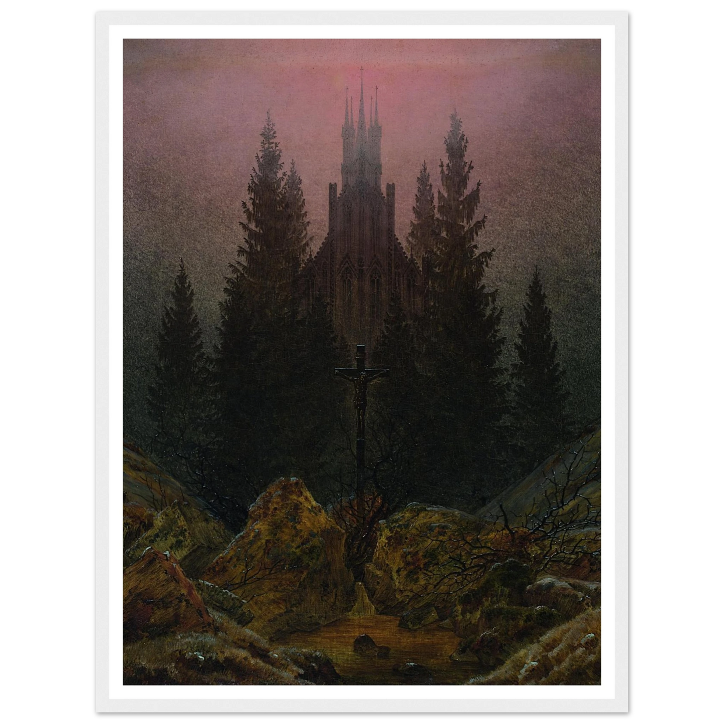 The Cross in the Mountains Art Print | Caspar David Friedrich - Framed Poster - 30x40 cm / 12x16″ - Black frame
