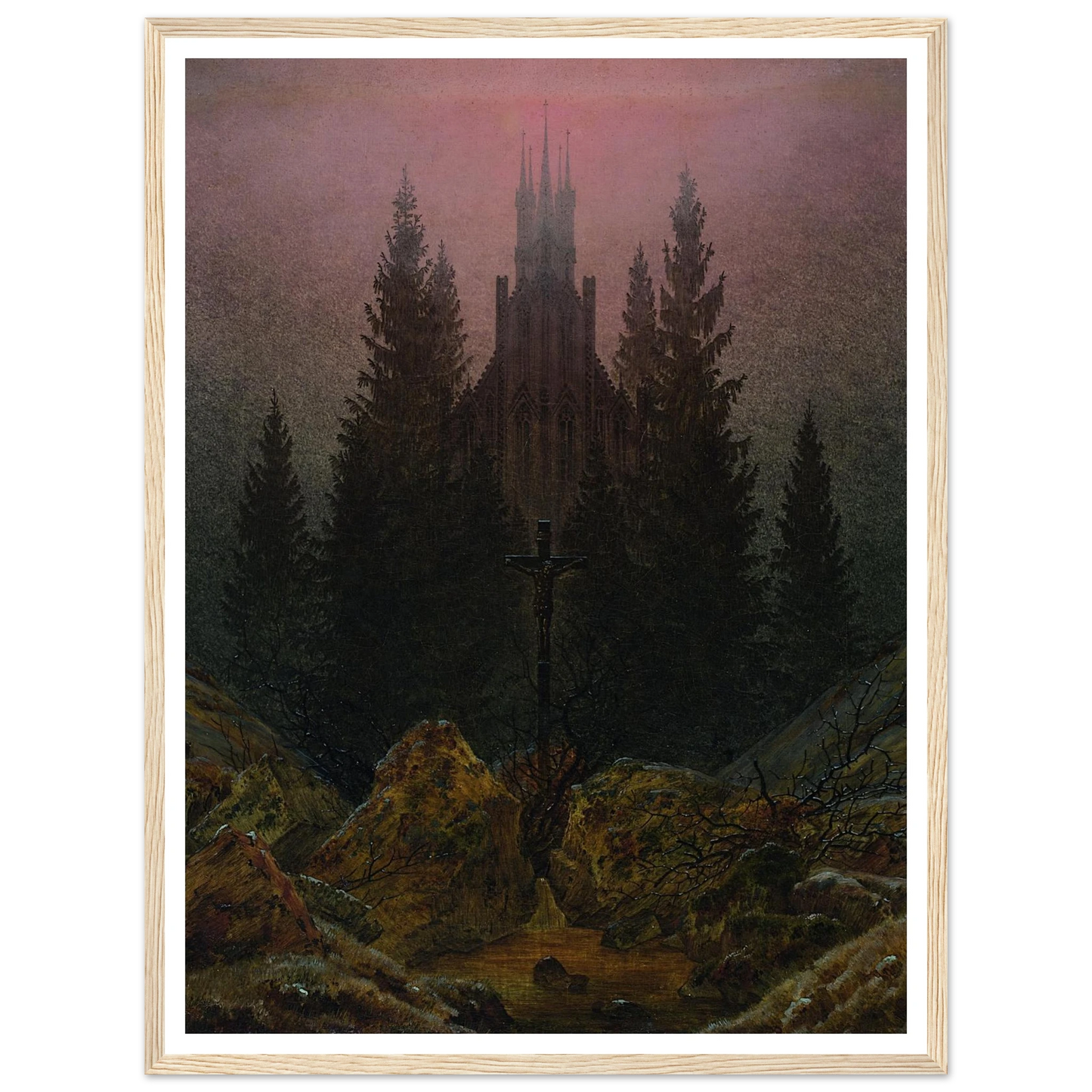 The Cross in the Mountains Art Print | Caspar David Friedrich - Framed Poster - 30x40 cm / 12x16″ - Black frame