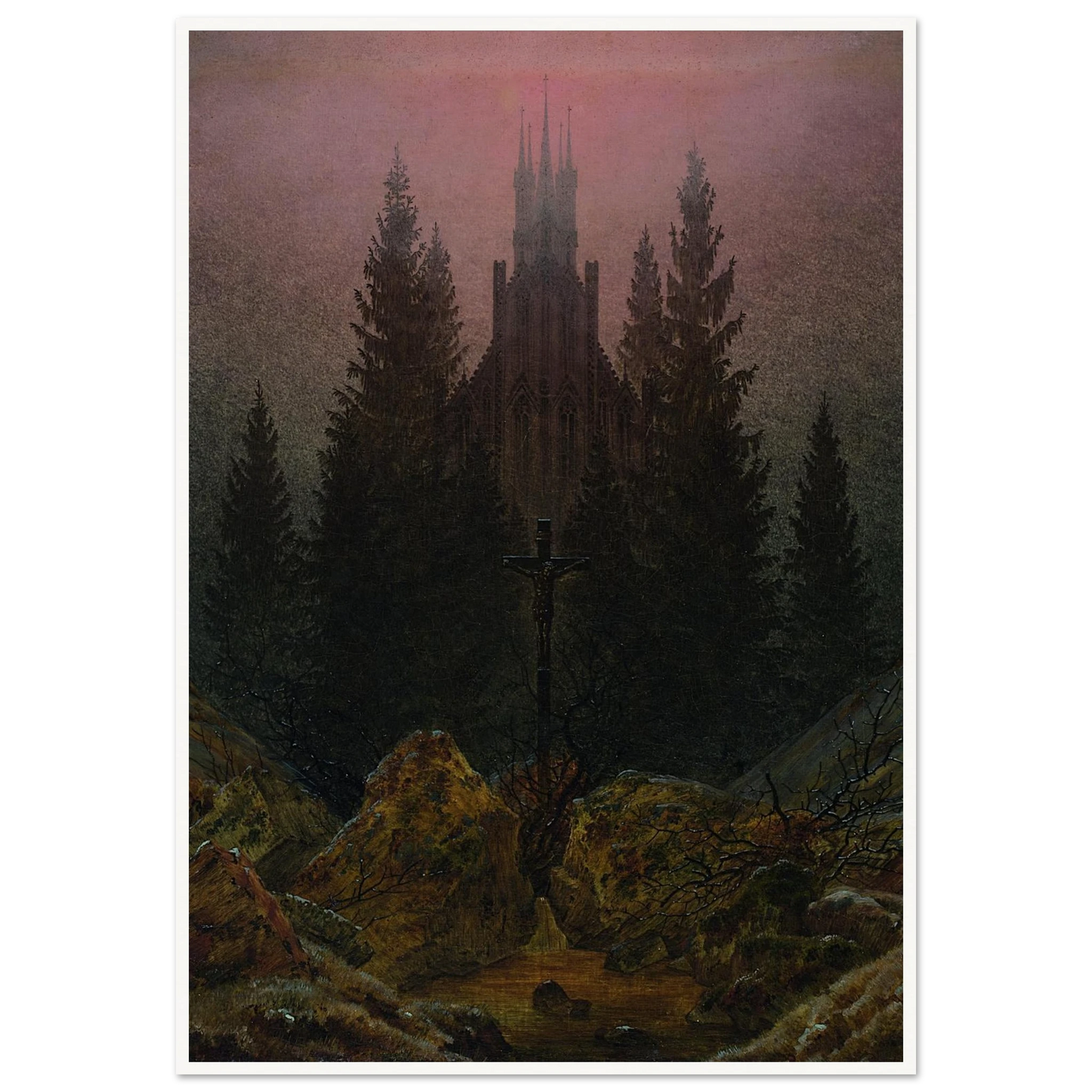 The Cross in the Mountains Art Print | Caspar David Friedrich - Framed Poster - 30x40 cm / 12x16″ - Black frame
